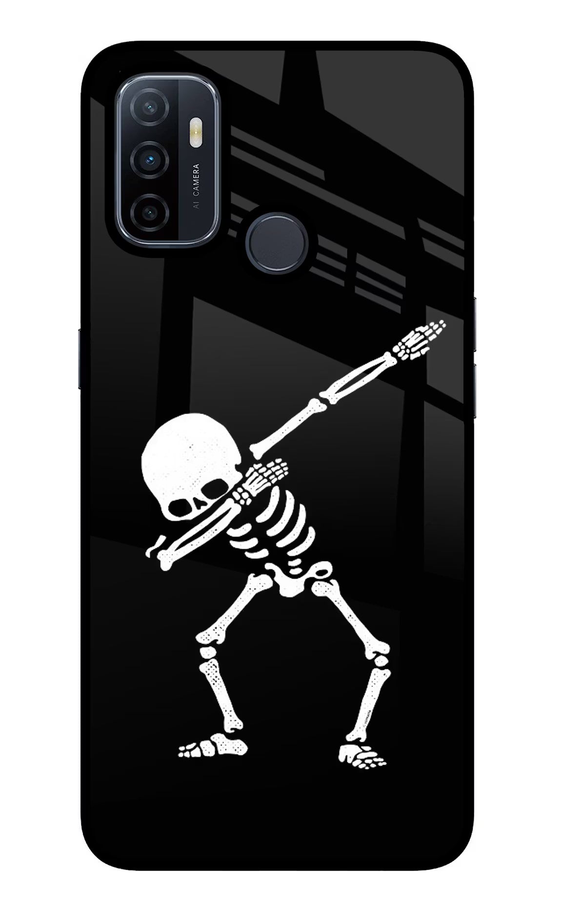 Dabbing Skeleton Art Oppo A53 2020 Glass Case - Dabbing Skeleton Art Oppo A53 2020 Glass Case Dabbing Skeleton Art Oppo A53 2020 Glass Case