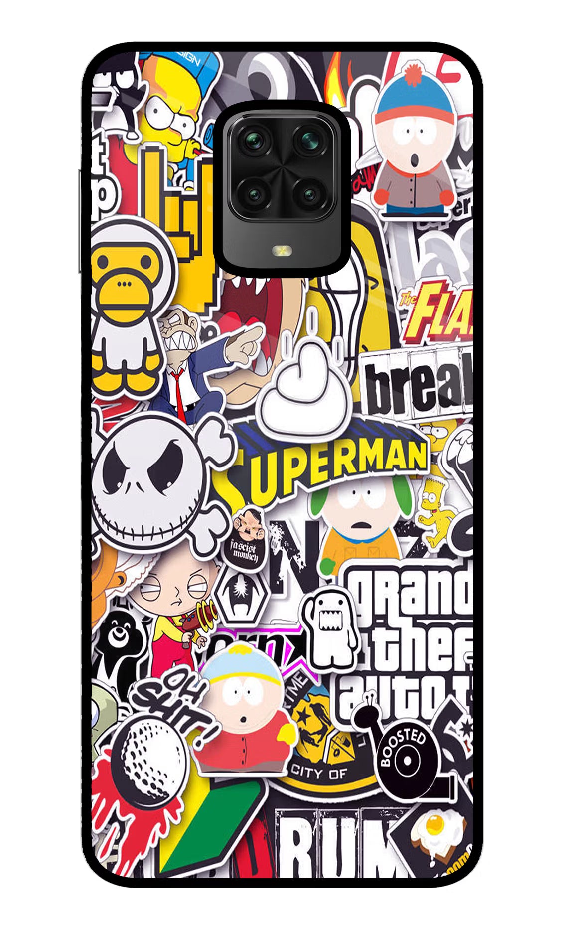 Sticker Bomb Poco M2 Pro Glass Case - Sticker Bomb Poco M2 Pro Glass Case Sticker Bomb Poco M2 Pro Glass Case