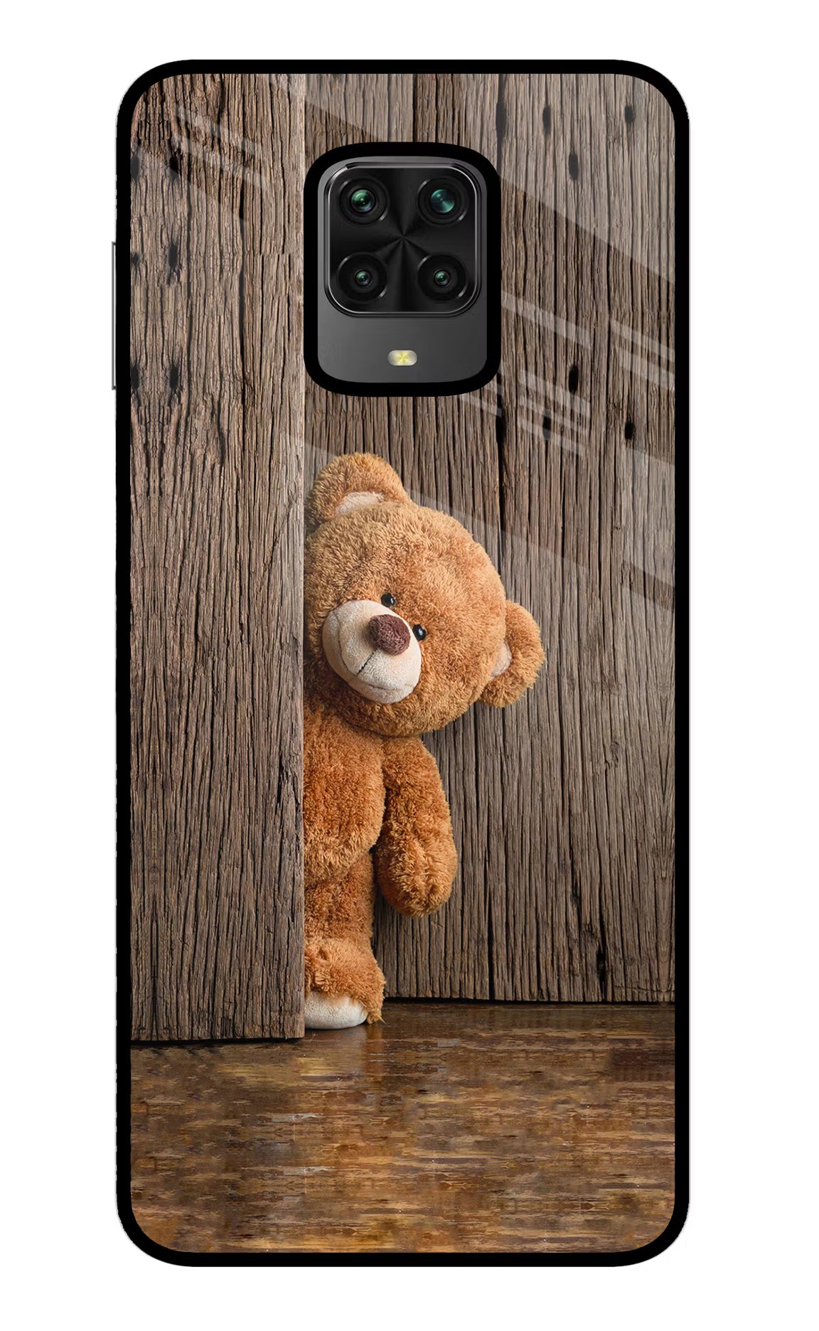 Teddy Wooden Poco M2 Pro Glass Case - Teddy Wooden Poco M2 Pro Glass Case Teddy Wooden Poco M2 Pro Glass Case