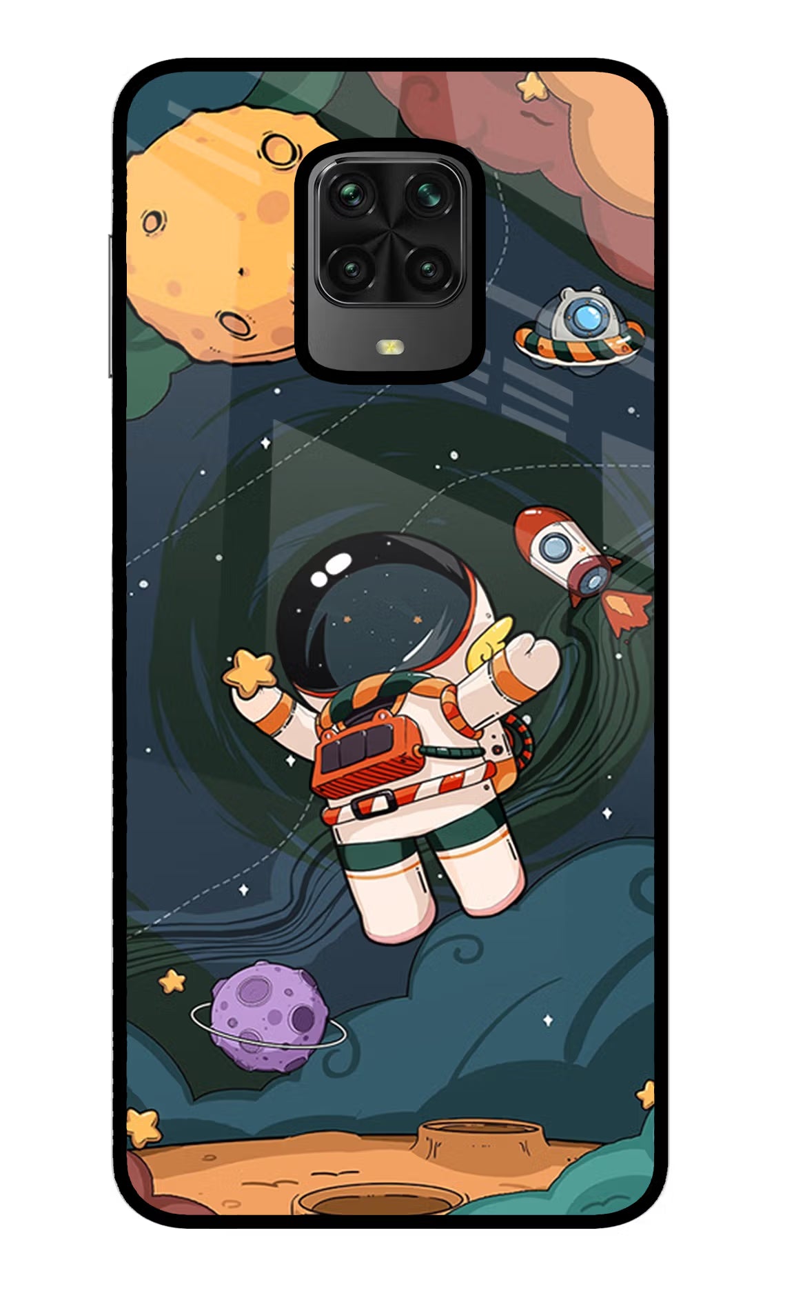 Cartoon Astronaut Poco M2 Pro Glass Case - Cartoon Astronaut Poco M2 Pro Glass Case Cartoon Astronaut Poco M2 Pro Glass Case