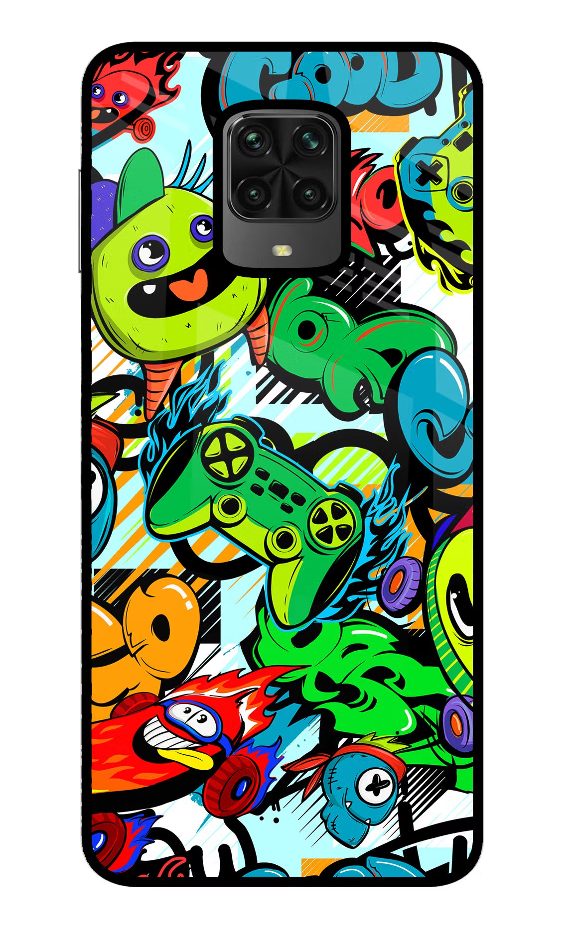 Game Doodle Poco M2 Pro Glass Case - Game Doodle Poco M2 Pro Glass Case Game Doodle Poco M2 Pro Glass Case