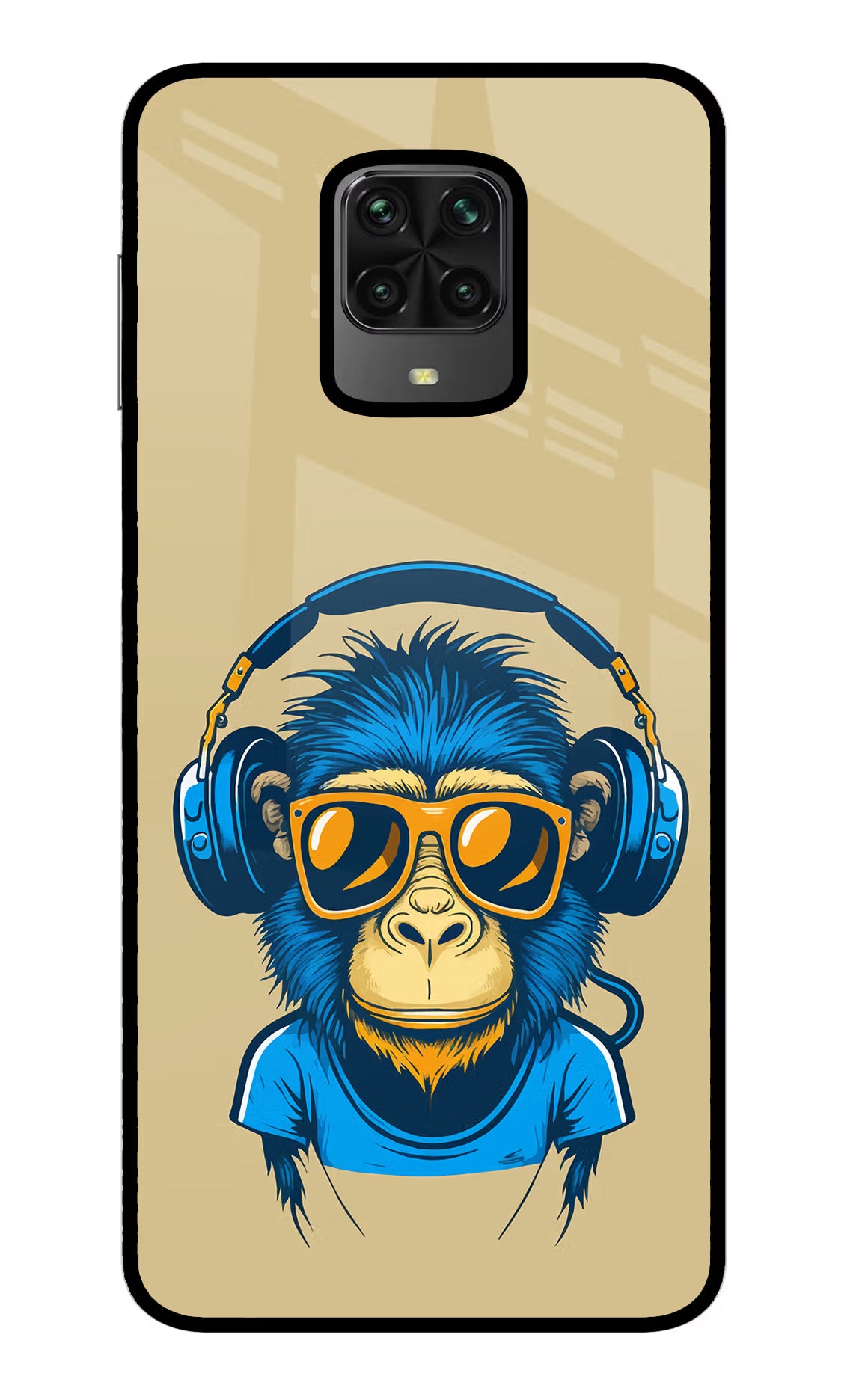 Monkey Headphone Poco M2 Pro Glass Case - Monkey Headphone Poco M2 Pro Glass Case Monkey Headphone Poco M2 Pro Glass Case