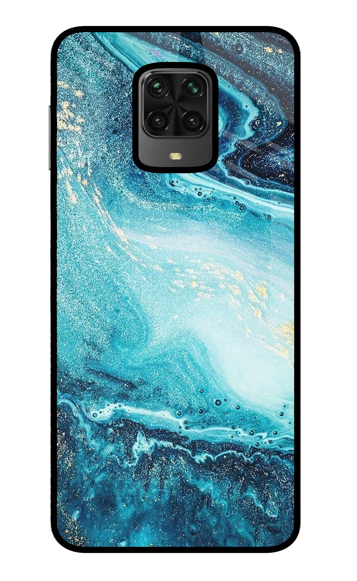 Blue Glitter Marble Poco M2 Pro Glass Case - Blue Glitter Marble Poco M2 Pro Glass Case Blue Glitter Marble Poco M2 Pro Glass Case