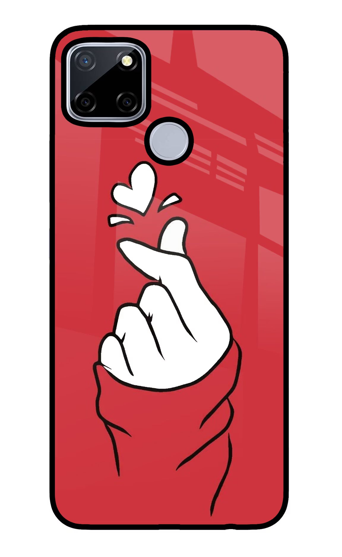 Korean Love Sign Realme C12/Narzo 20 Glass Case - Korean Love Sign Realme C12/Narzo 20 Glass Case Korean Love Sign Realme C12/Narzo 20 Glass Case