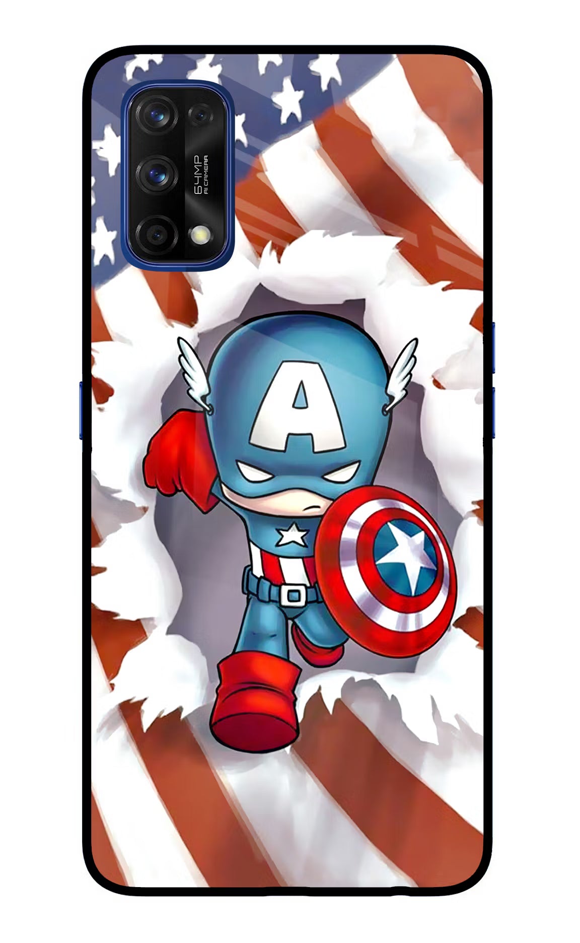 Captain America Realme 7 Pro Back Cover - Captain America Realme 7 Pro Glass Case Back Cover by Casekaro Captain America Realme 7 Pro Glass Case Back Cover by Casekaro