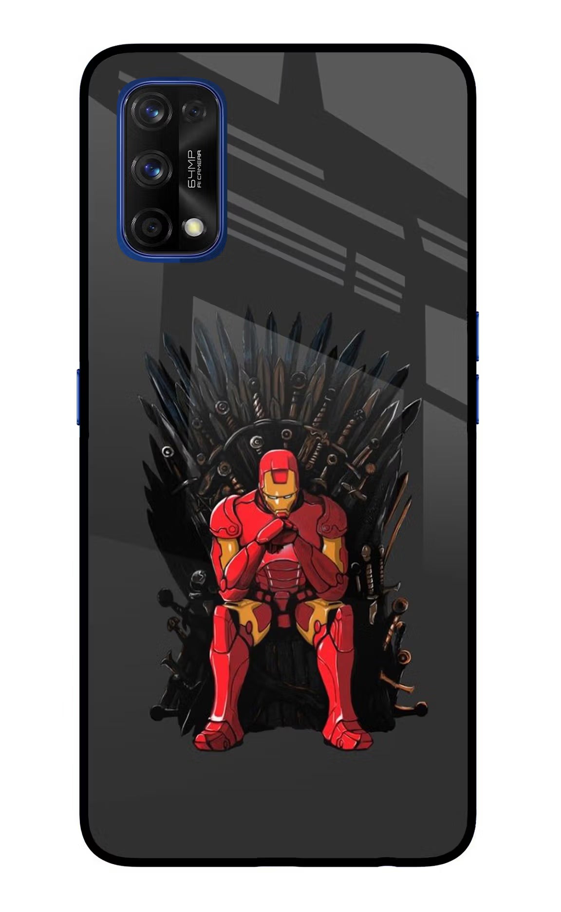 Ironman Throne Realme 7 Pro Back Cover - Ironman Throne Realme 7 Pro Glass Case Back Cover by Casekaro Ironman Throne Realme 7 Pro Glass Case Back Cover by Casekaro