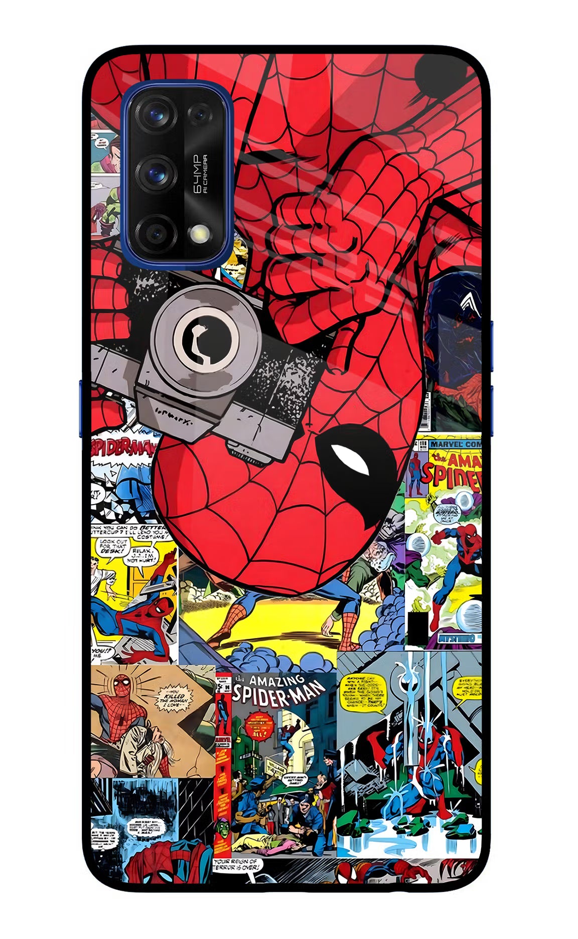 Spider Man Realme 7 Pro Back Cover - Spider Man Realme 7 Pro Glass Case Back Cover by Casekaro Spider Man Realme 7 Pro Glass Case Back Cover by Casekaro