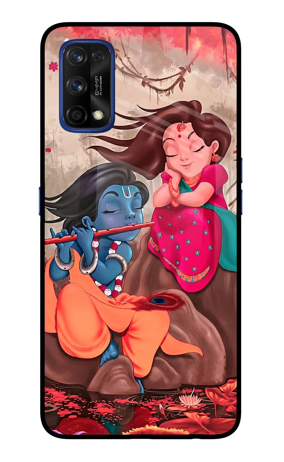 Radhe Krishna Realme 7 Pro Back Cover - Radhe Krishna Realme 7 Pro Glass Case Back Cover by Casekaro Radhe Krishna Realme 7 Pro Glass Case Back Cover by Casekaro