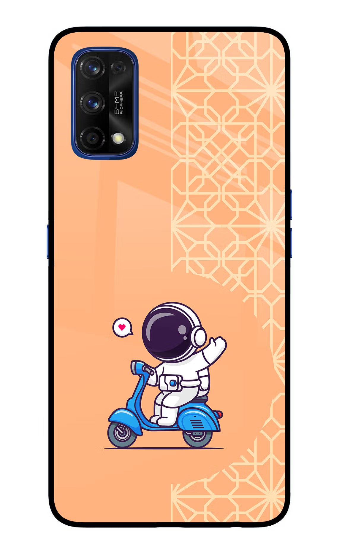 Cute Astronaut Riding Realme 7 Pro Glass Case - Cute Astronaut Riding Realme 7 Pro Glass Case Cute Astronaut Riding Realme 7 Pro Glass Case
