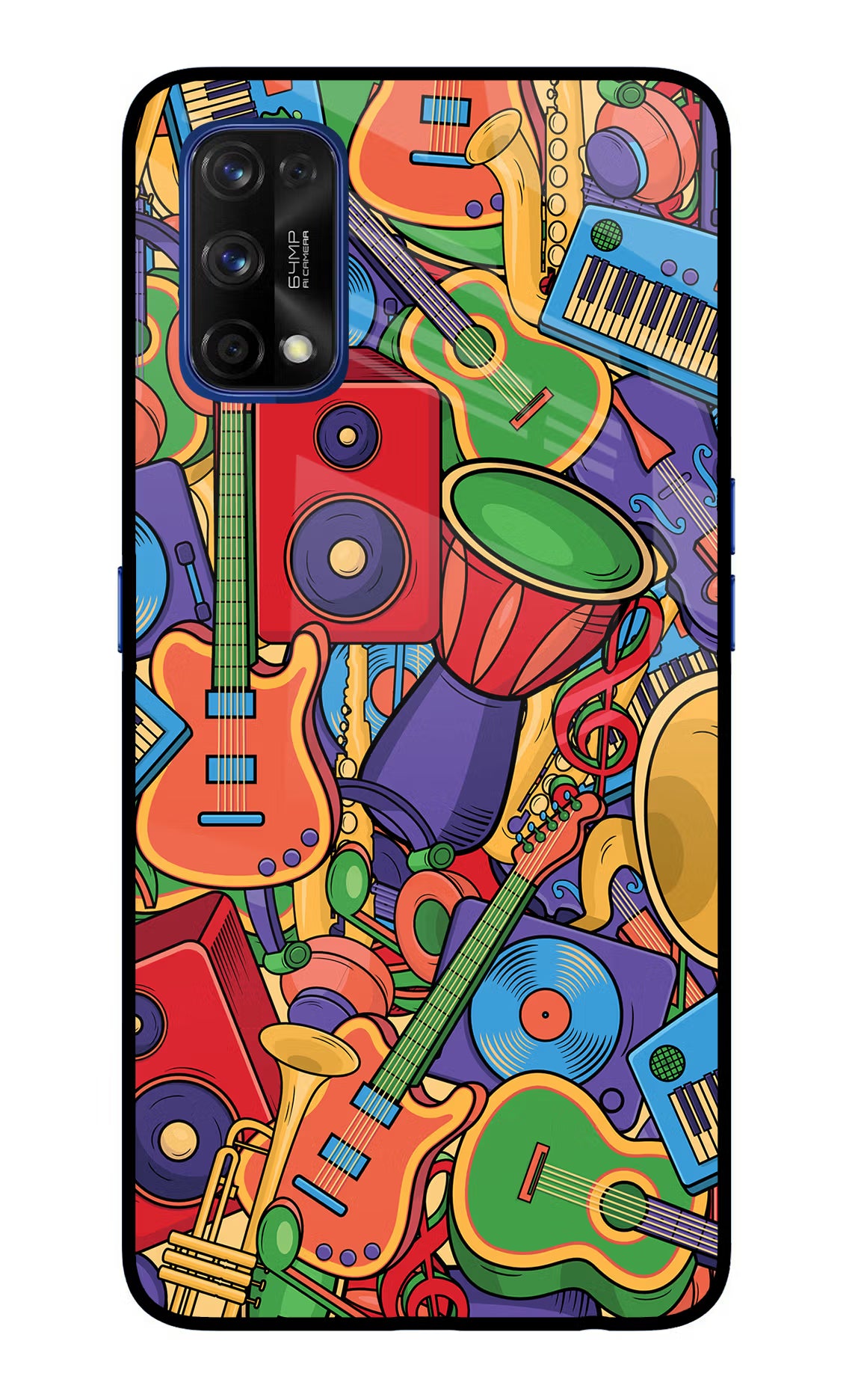 Music Instrument Doodle Realme 7 Pro Glass Case - Music Instrument Doodle Realme 7 Pro Glass Case Music Instrument Doodle Realme 7 Pro Glass Case