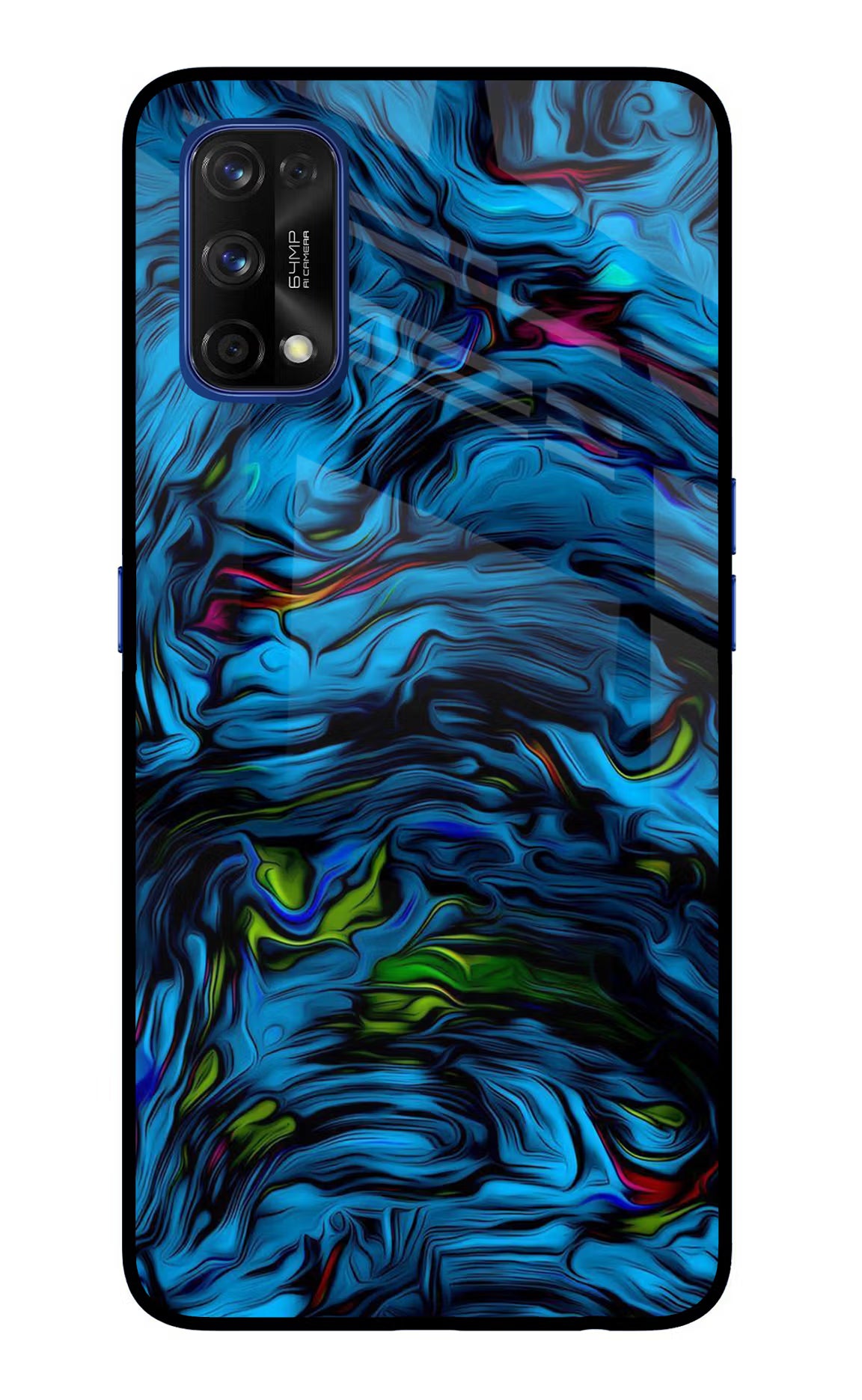 Dark Blue Abstract Realme 7 Pro Back Cover - Dark Blue Abstract Realme 7 Pro Glass Case Back Cover by Casekaro Dark Blue Abstract Realme 7 Pro Glass Case Back Cover by Casekaro