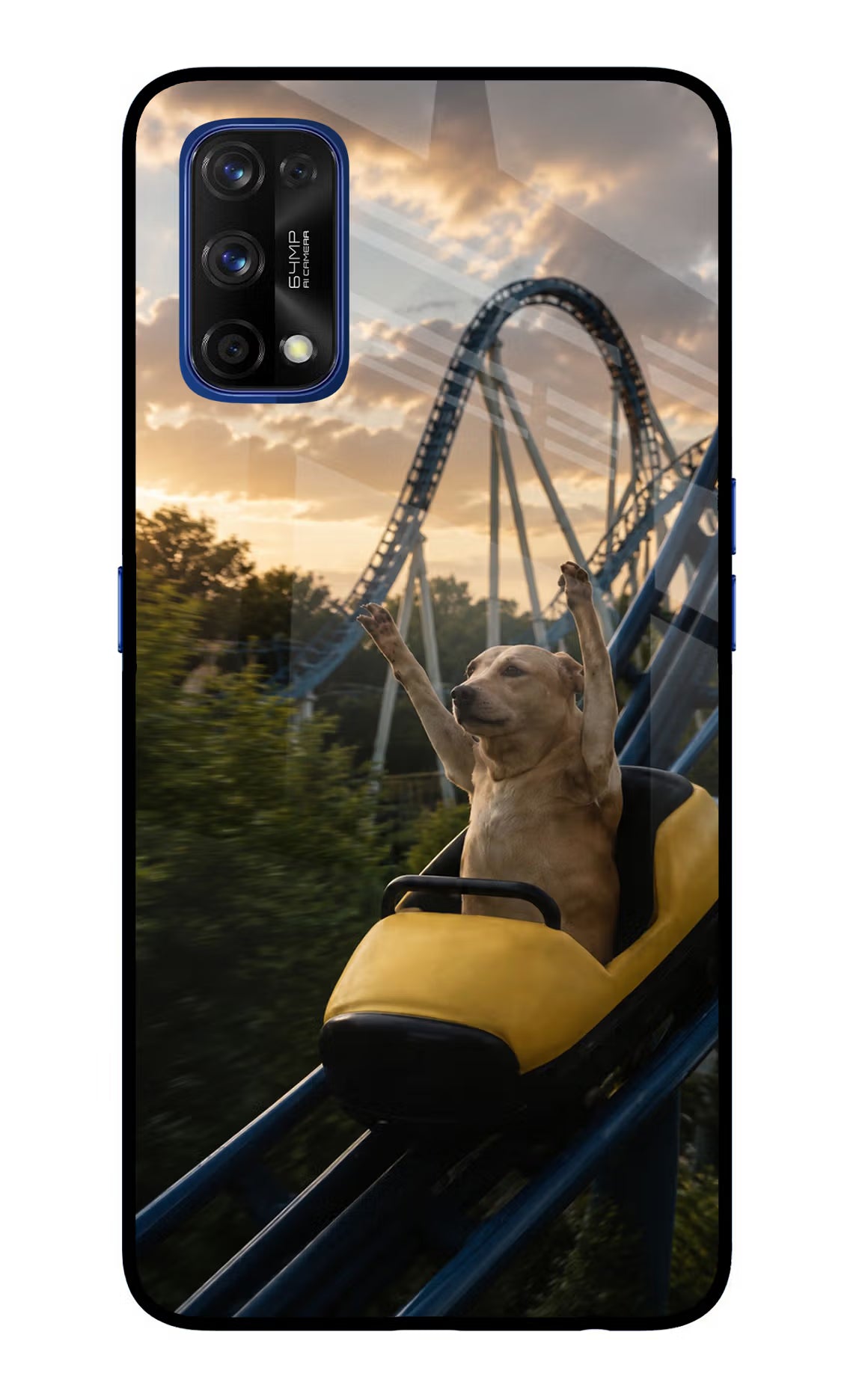 Rollercoaster Dog Realme 7 Pro Glass Case - Rollercoaster Dog Realme 7 Pro Glass Case Rollercoaster Dog Realme 7 Pro Glass Case