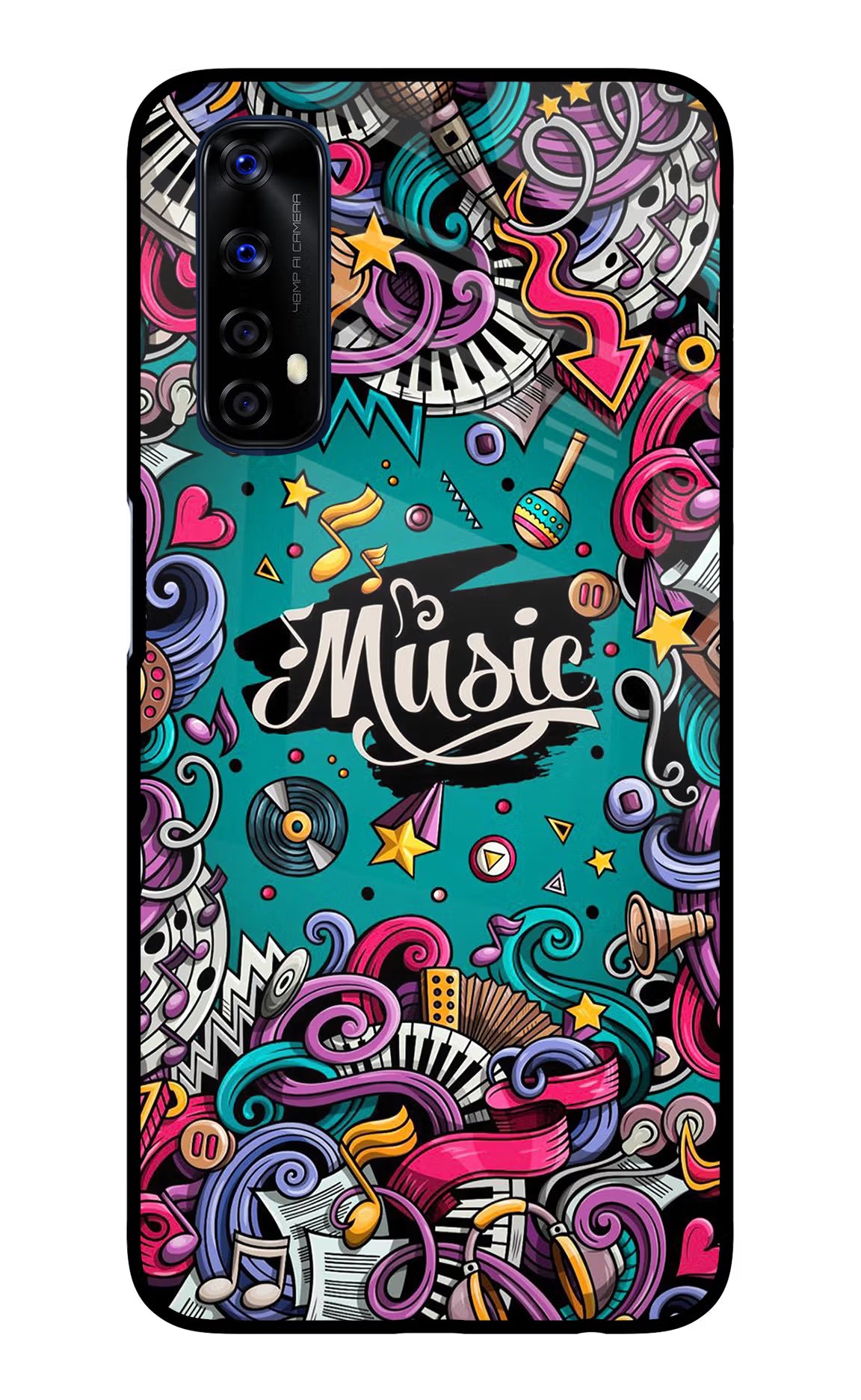 Music Graffiti Realme 7/Narzo 20 Pro Glass Case - Music Graffiti Realme 7/Narzo 20 Pro Glass Case Music Graffiti Realme 7/Narzo 20 Pro Glass Case