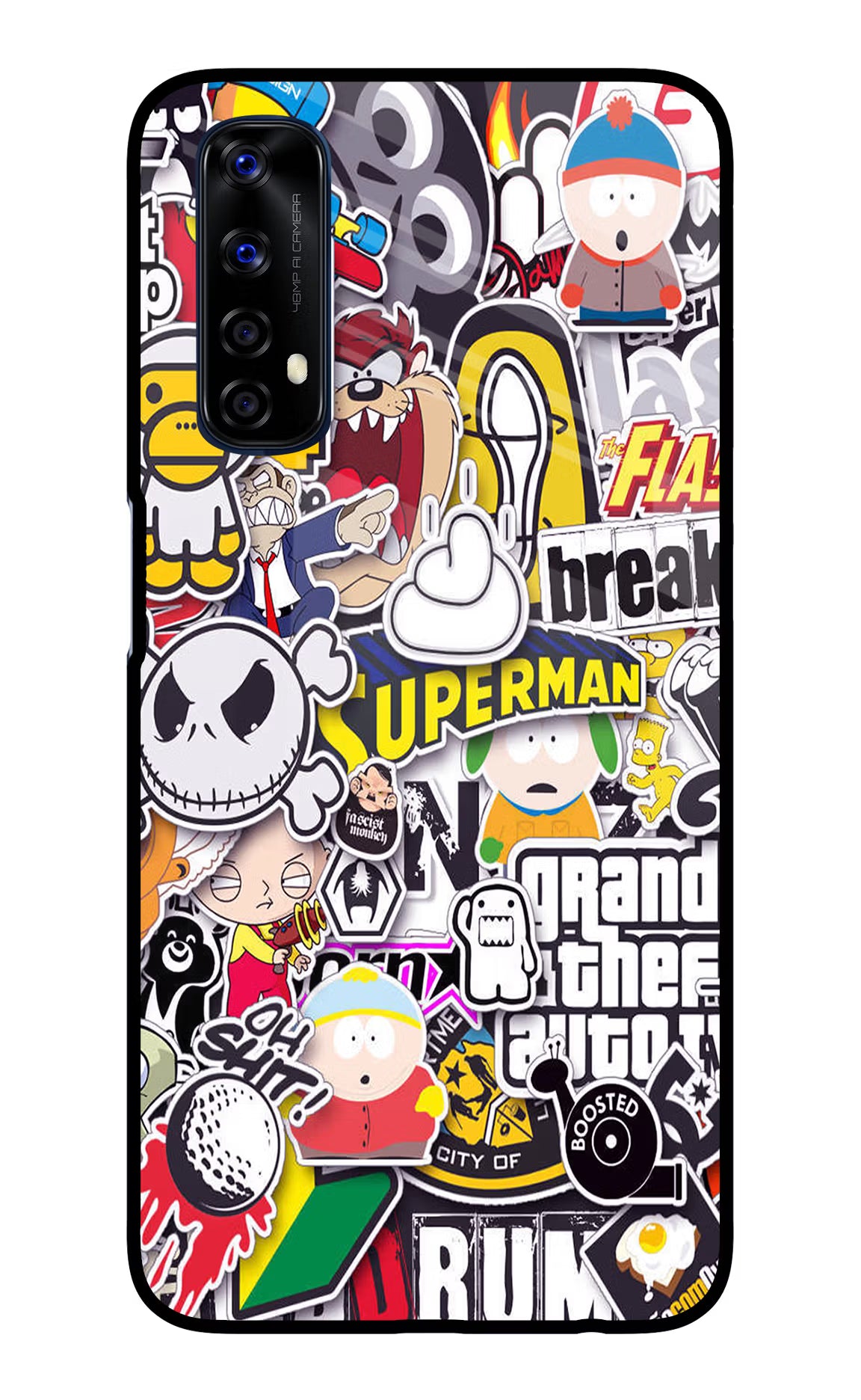 Sticker Bomb Realme 7/Narzo 20 Pro Glass Case - Sticker Bomb Realme 7/Narzo 20 Pro Glass Case Sticker Bomb Realme 7/Narzo 20 Pro Glass Case