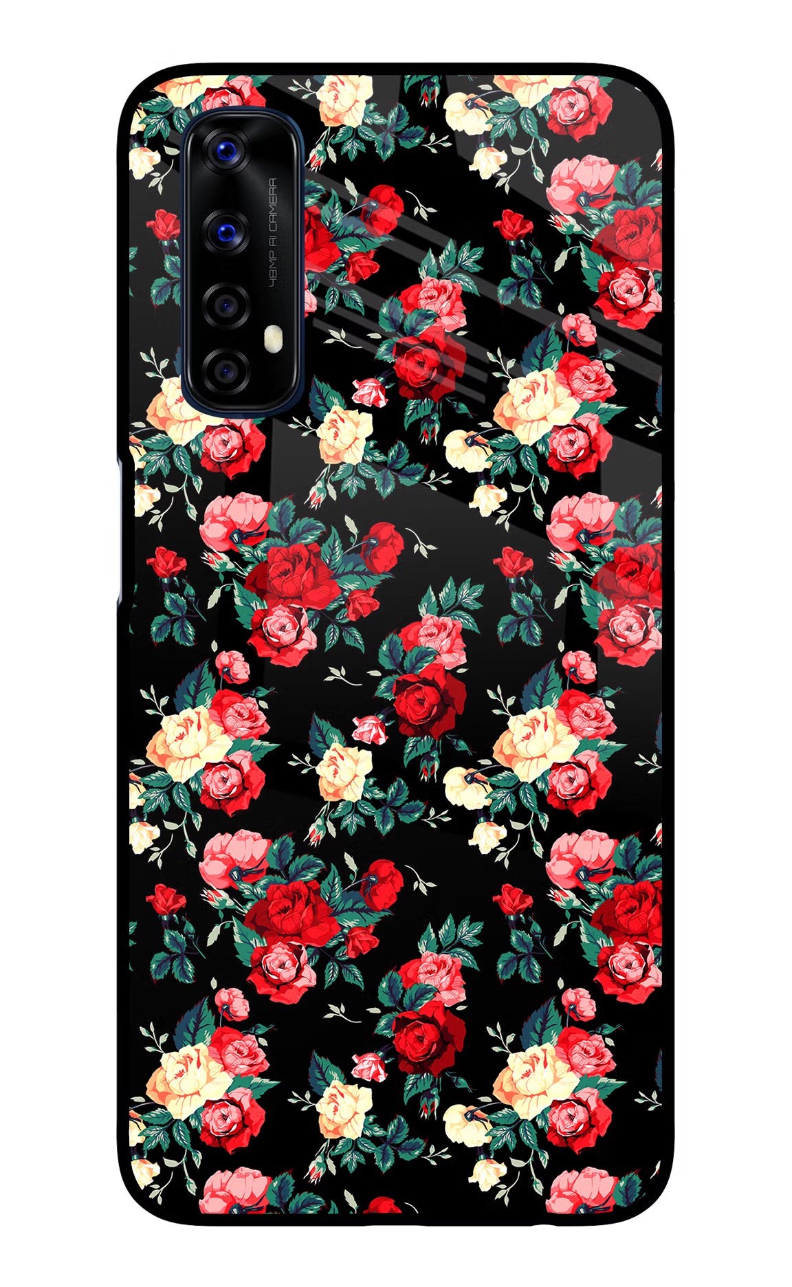 Rose Pattern Realme 7/Narzo 20 Pro Glass Case - Rose Pattern Realme 7/Narzo 20 Pro Glass Case Rose Pattern Realme 7/Narzo 20 Pro Glass Case