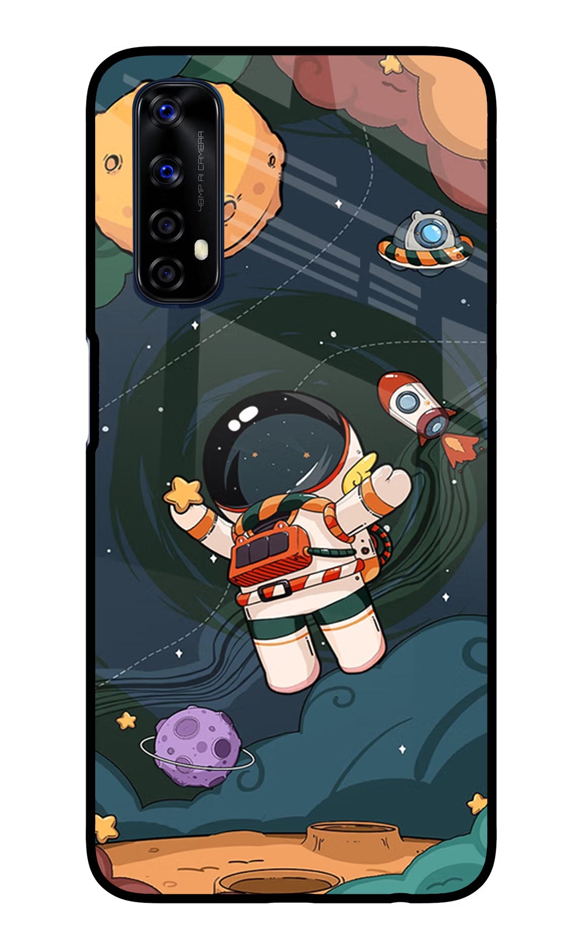 Cartoon Astronaut Realme 7/Narzo 20 Pro Glass Case - Cartoon Astronaut Realme 7/Narzo 20 Pro Glass Case Cartoon Astronaut Realme 7/Narzo 20 Pro Glass Case