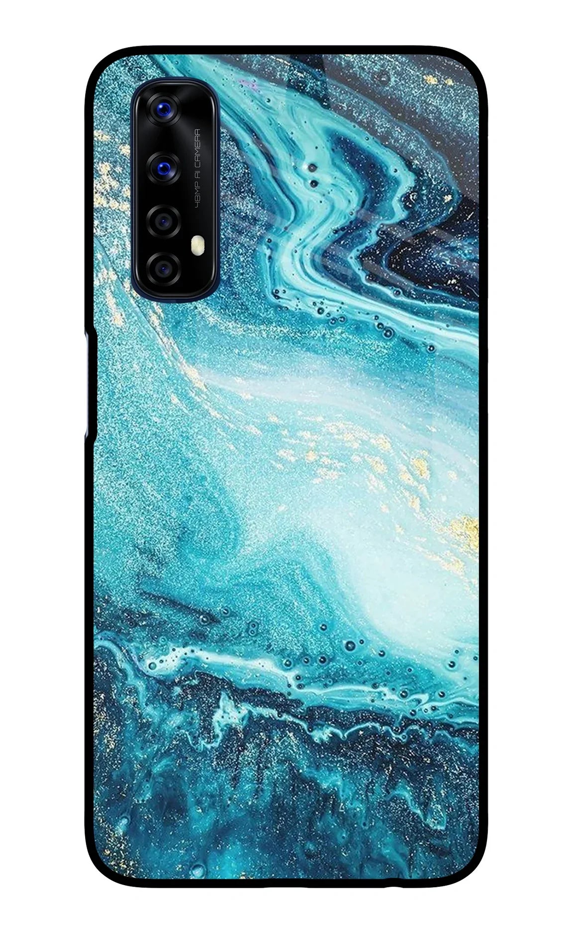 Blue Glitter Marble Realme 7/Narzo 20 Pro Glass Case - Blue Glitter Marble Realme 7/Narzo 20 Pro Glass Case Blue Glitter Marble Realme 7/Narzo 20 Pro Glass Case