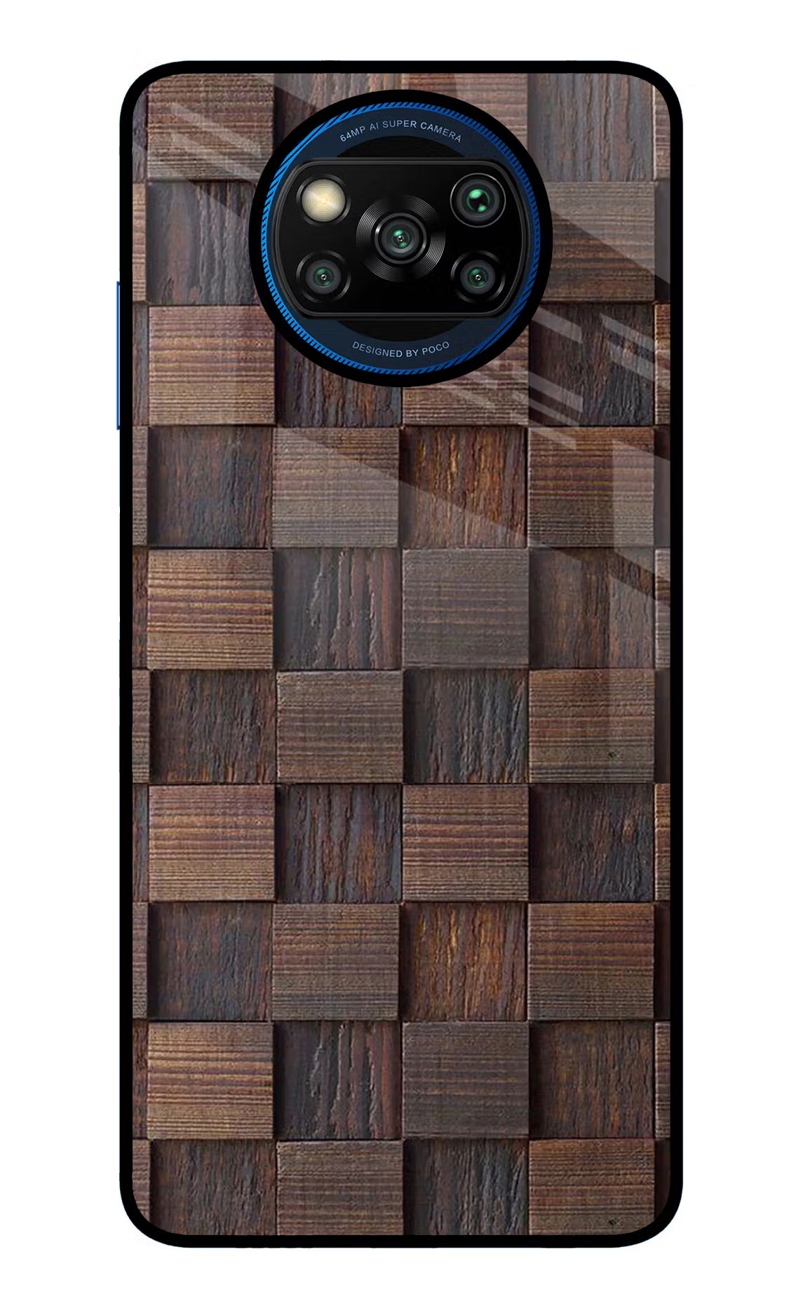 Wooden Cube Design Poco X3/X3 Pro Glass Case - Wooden Cube Design Poco X3/X3 Pro Glass Case Wooden Cube Design Poco X3/X3 Pro Glass Case