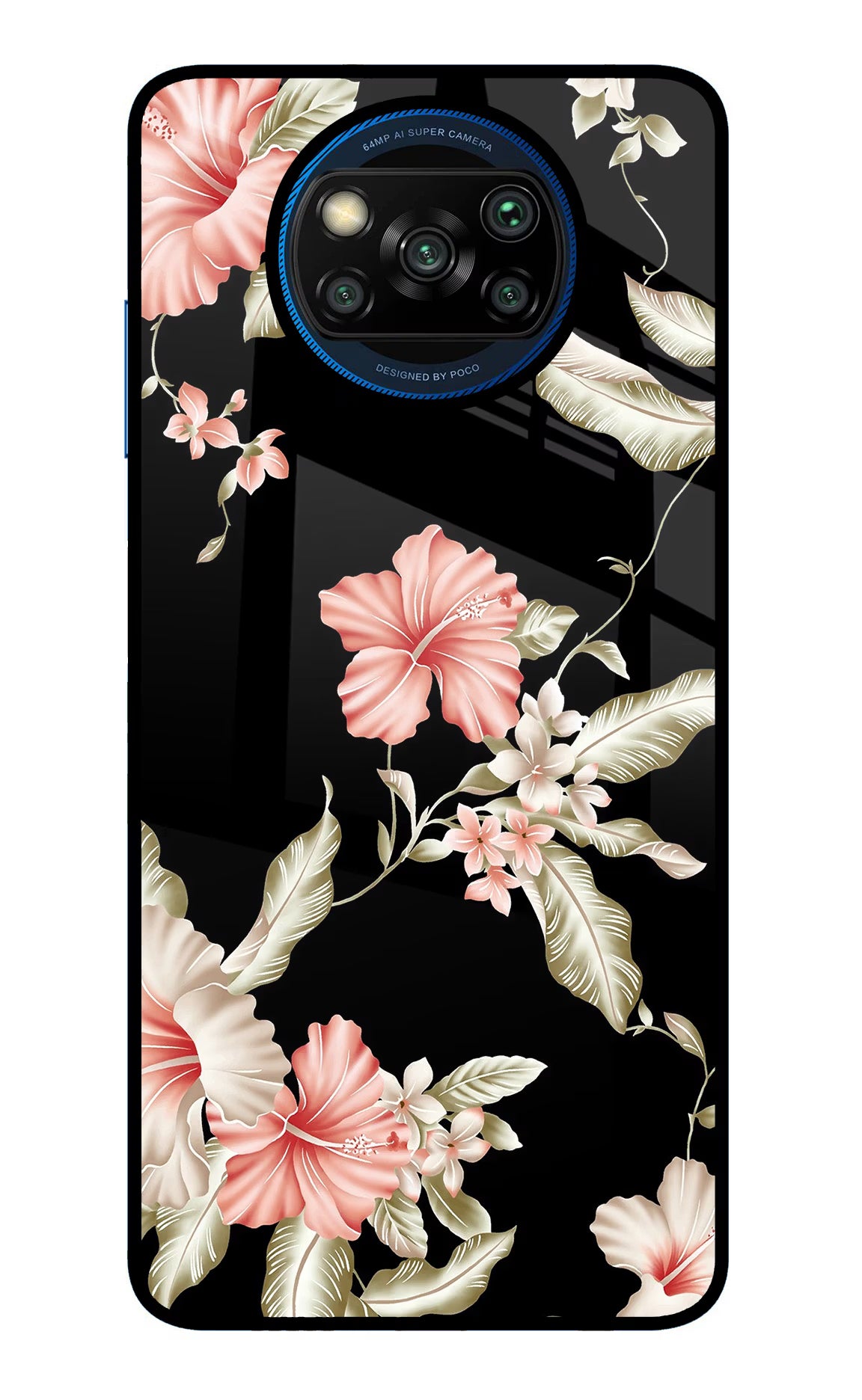 Flowers Poco X3/X3 Pro Back Cover - Flowers Poco X3/X3 Pro Glass Case Back Cover by Casekaro Flowers Poco X3/X3 Pro Glass Case Back Cover by Casekaro