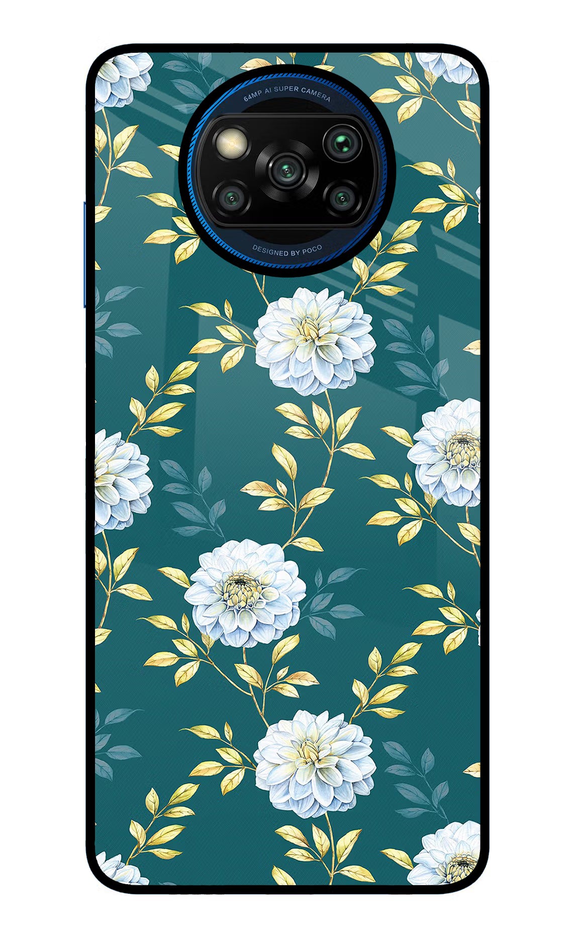 Flowers Poco X3/X3 Pro Back Cover - Flowers Poco X3/X3 Pro Glass Case Back Cover by Casekaro Flowers Poco X3/X3 Pro Glass Case Back Cover by Casekaro