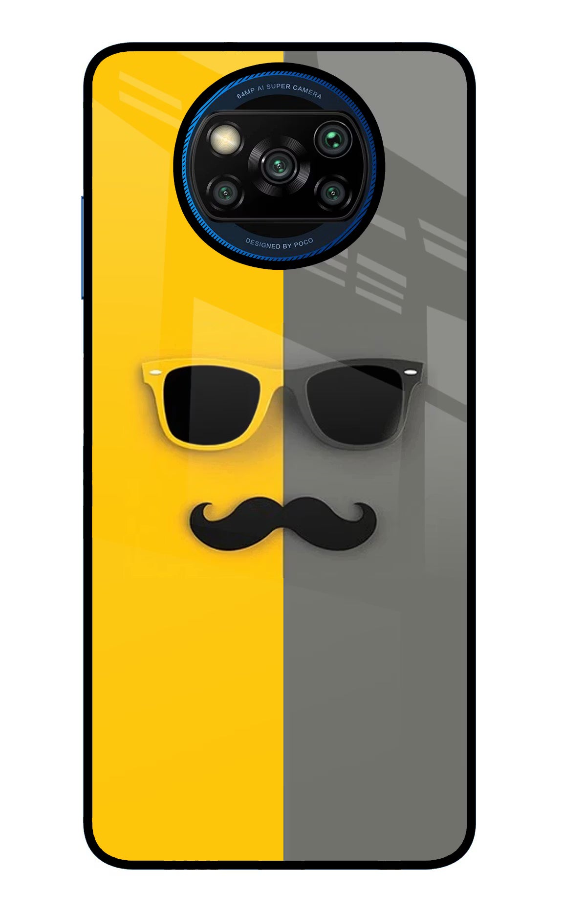 Sunglasses with Mustache Poco X3/X3 Pro Back Cover - Sunglasses with Mustache Poco X3/X3 Pro Glass Case Back Cover by Casekaro Sunglasses with Mustache Poco X3/X3 Pro Glass Case Back Cover by Casekaro