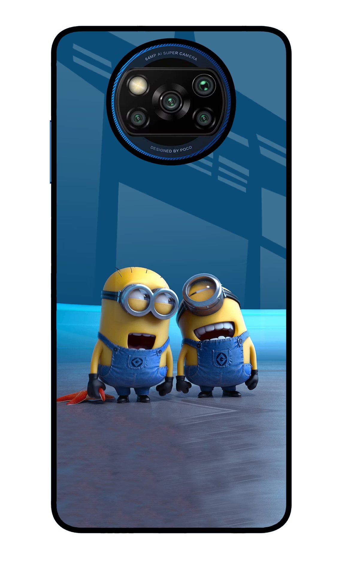 Minion Laughing Poco X3/X3 Pro Back Cover - Minion Laughing Poco X3/X3 Pro Glass Case Back Cover by Casekaro Minion Laughing Poco X3/X3 Pro Glass Case Back Cover by Casekaro