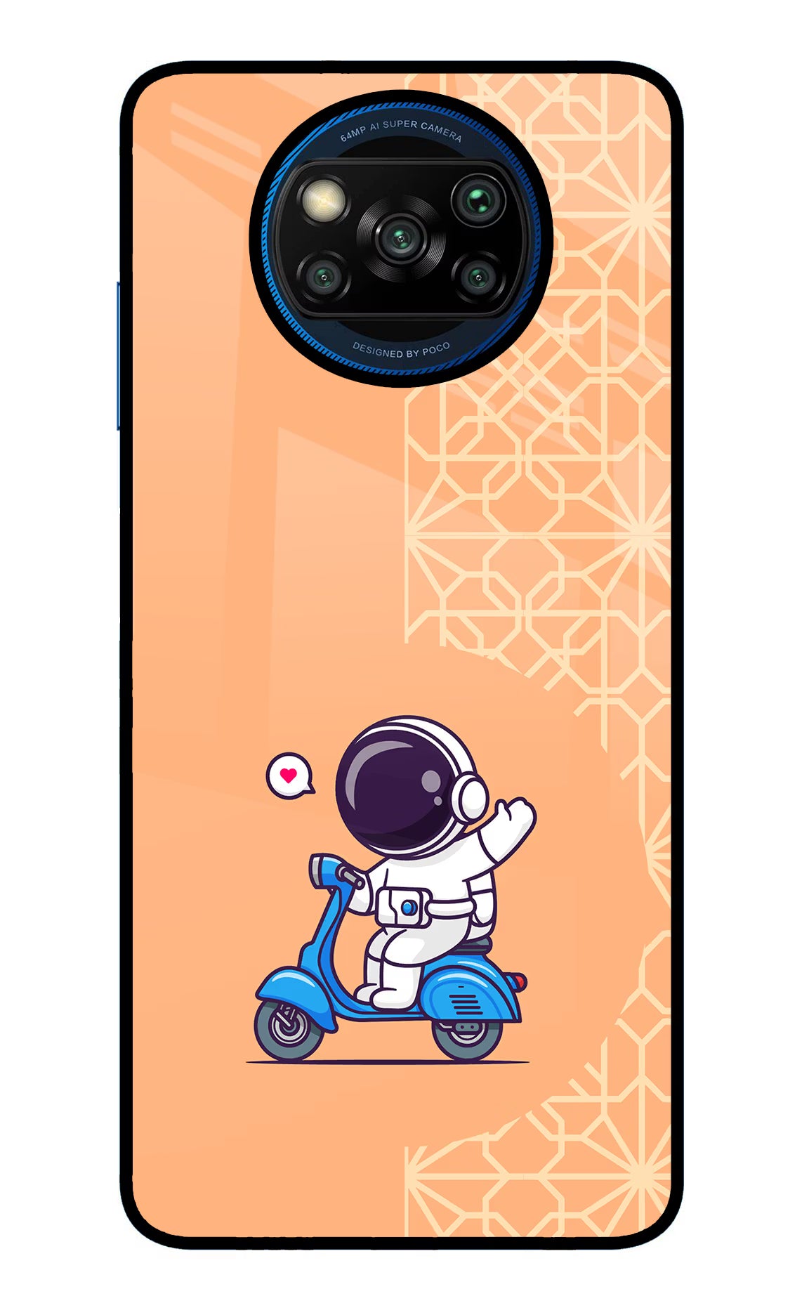 Cute Astronaut Riding Poco X3/X3 Pro Back Cover - Cute Astronaut Riding Poco X3/X3 Pro Glass Case Back Cover by Casekaro Cute Astronaut Riding Poco X3/X3 Pro Glass Case Back Cover by Casekaro
