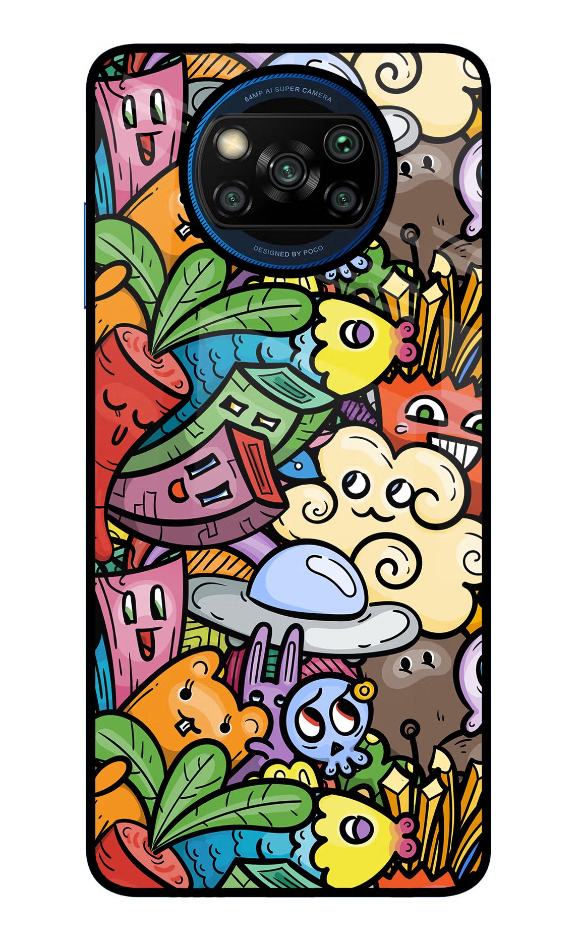 Veggie Doodle Poco X3/X3 Pro Glass Case - Veggie Doodle Poco X3/X3 Pro Glass Case Veggie Doodle Poco X3/X3 Pro Glass Case