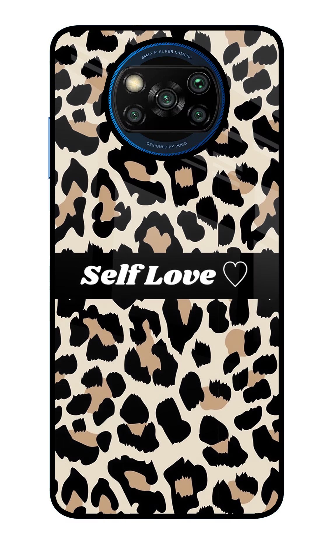 Leopard Print Self Love Poco X3/X3 Pro Back Cover - Leopard Print Self Love Poco X3/X3 Pro Glass Case Back Cover by Casekaro Leopard Print Self Love Poco X3/X3 Pro Glass Case Back Cover by Casekaro