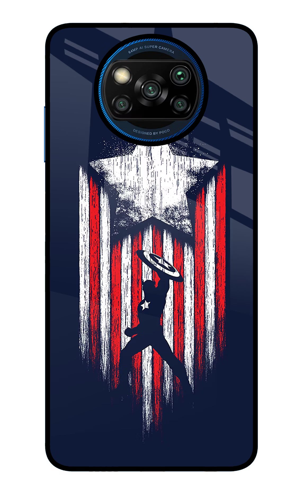 Captain America Marvel Art Poco X3/X3 Pro Back Cover - Captain America Marvel Art Poco X3/X3 Pro Glass Case Back Cover by Casekaro Captain America Marvel Art Poco X3/X3 Pro Glass Case Back Cover by Casekaro