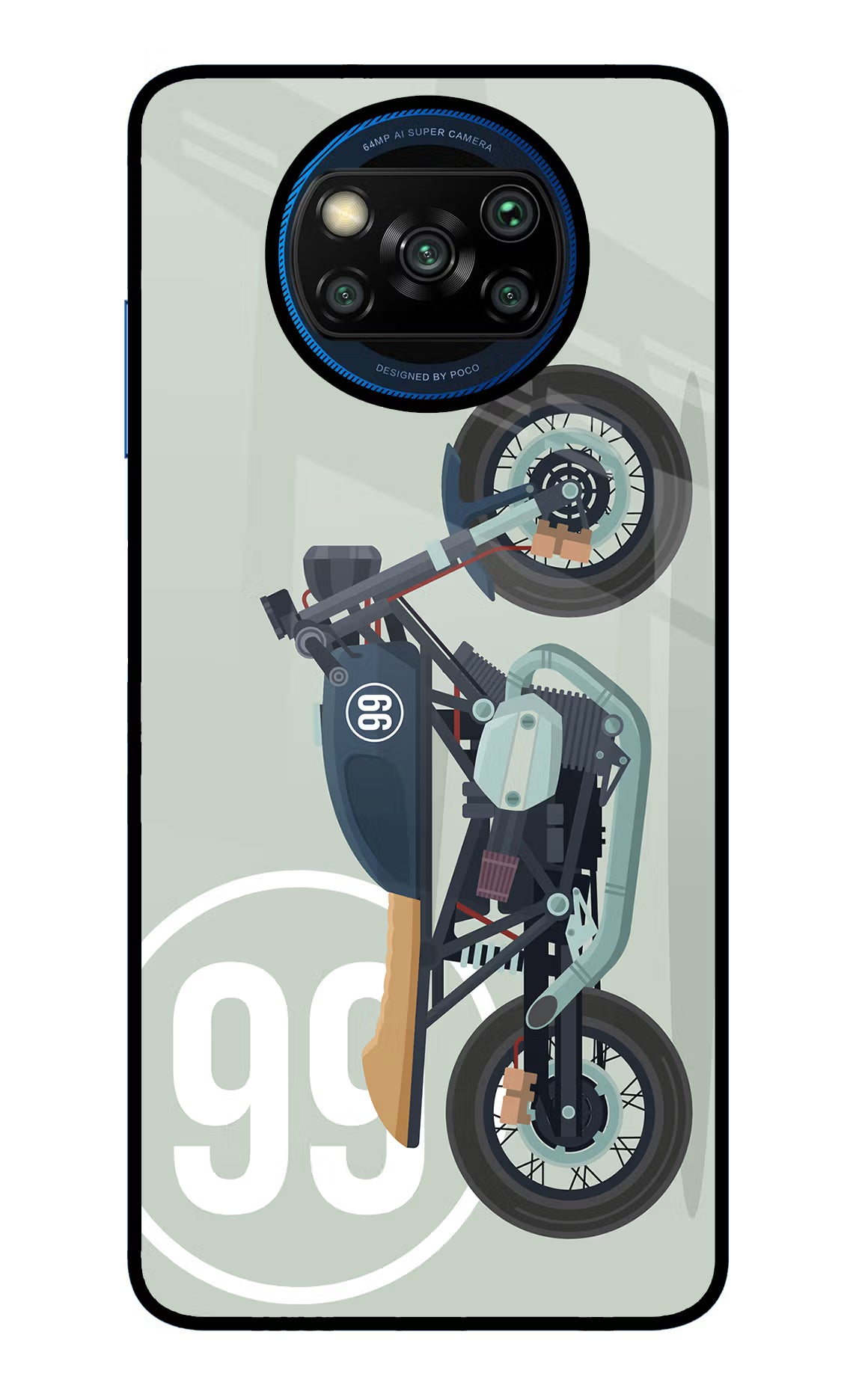 Classic Cafe Racer 99 Poco X3/X3 Pro Back Cover - Classic Cafe Racer 99 Poco X3/X3 Pro Glass Case Back Cover by Casekaro Classic Cafe Racer 99 Poco X3/X3 Pro Glass Case Back Cover by Casekaro