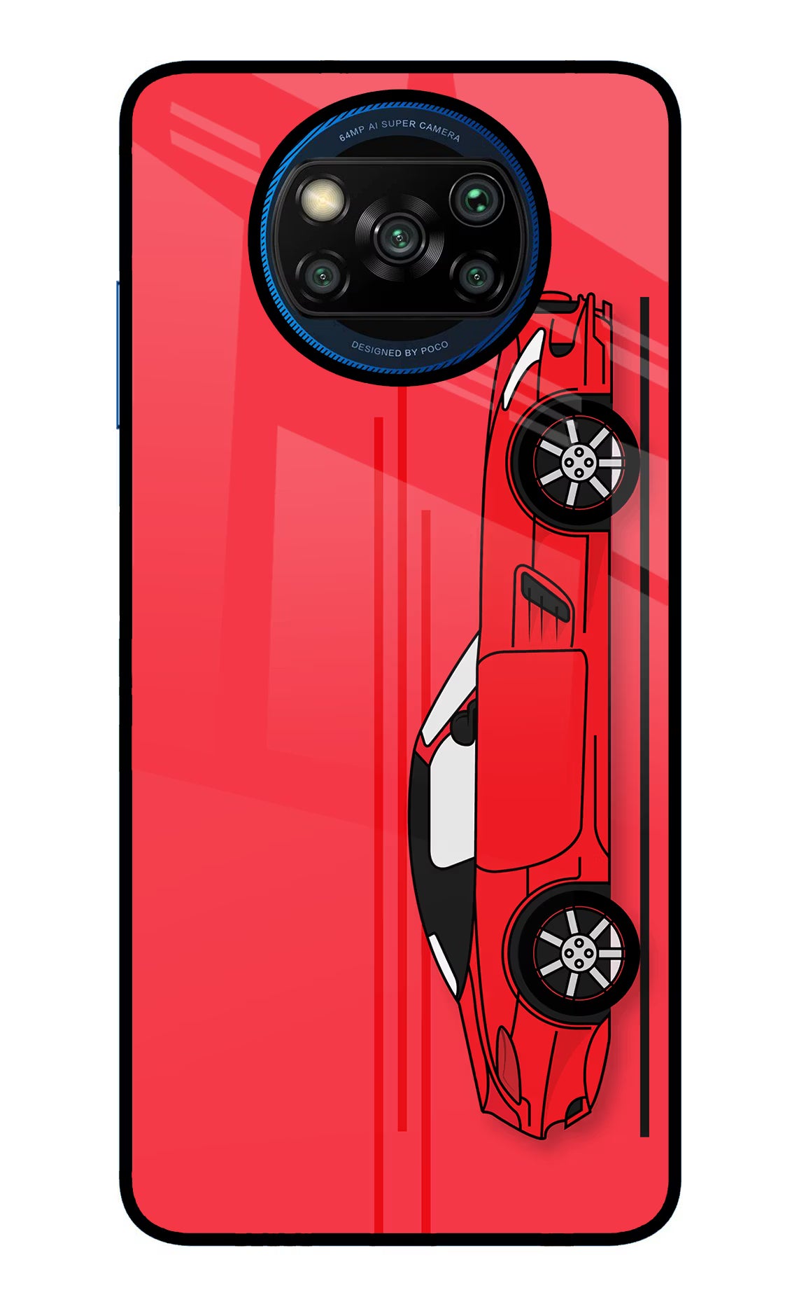 Red Velocity Poco X3/X3 Pro Back Cover - Red Velocity Poco X3/X3 Pro Glass Case Back Cover by Casekaro Red Velocity Poco X3/X3 Pro Glass Case Back Cover by Casekaro