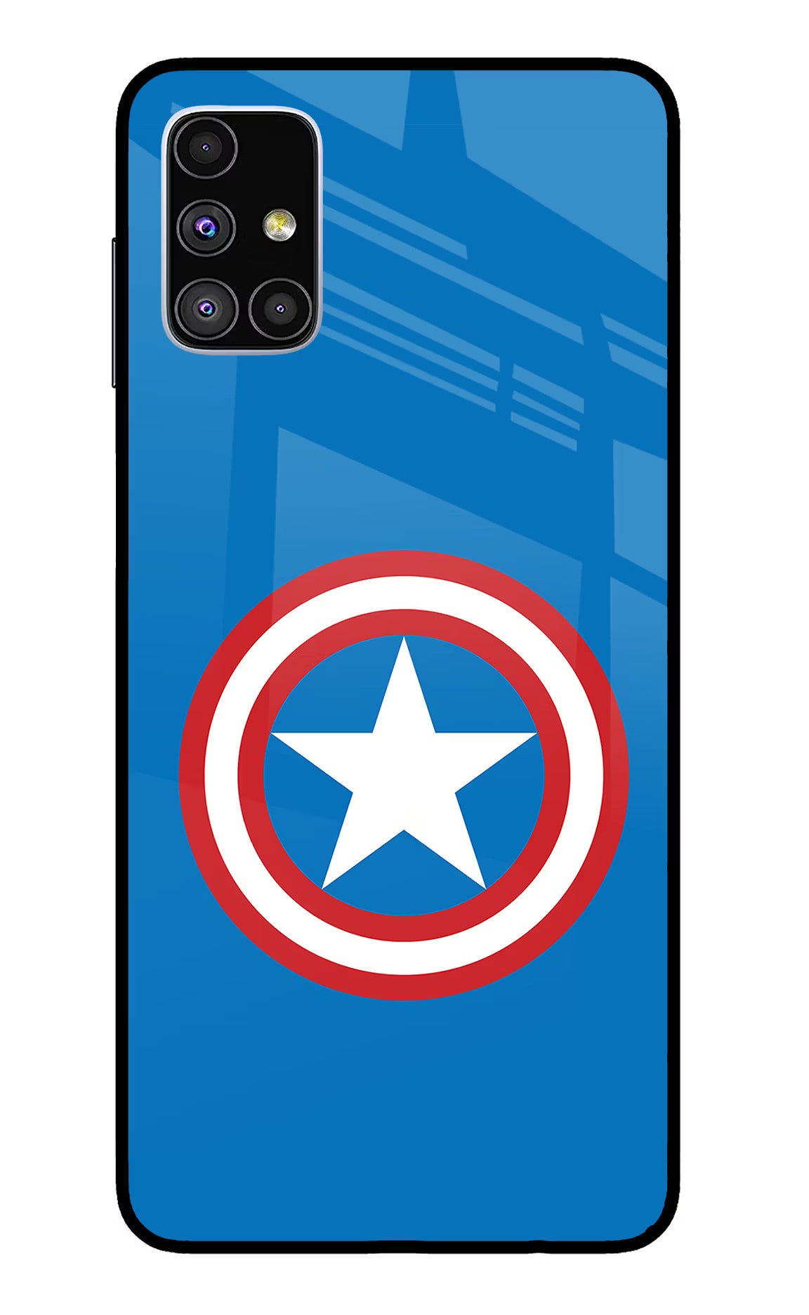 Captain America Logo Samsung M51 Back Cover - Captain America Logo Samsung M51 Glass Case Back Cover by Casekaro Captain America Logo Samsung M51 Glass Case Back Cover by Casekaro