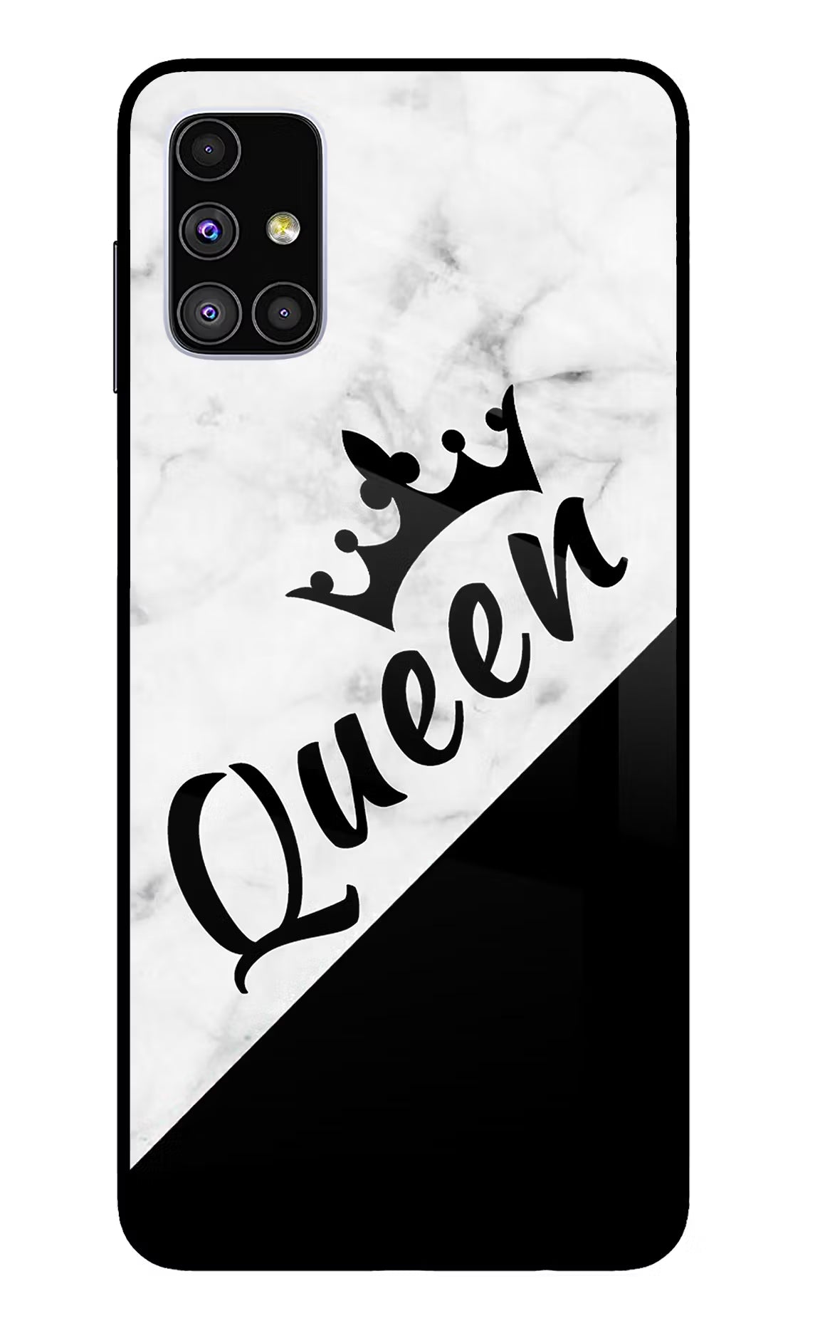 Queen Samsung M51 Back Cover - Queen Samsung M51 Glass Case Back Cover by Casekaro Queen Samsung M51 Glass Case Back Cover by Casekaro