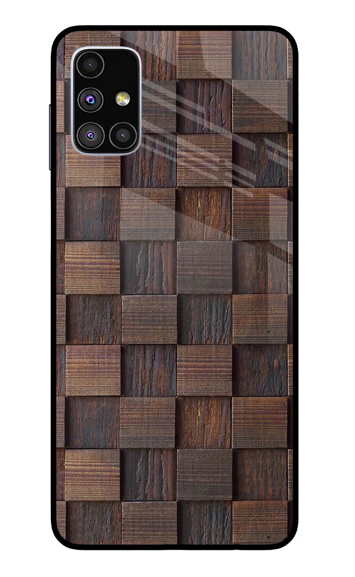 Wooden Cube Design Samsung M51 Back Cover - Wooden Cube Design Samsung M51 Glass Case Back Cover by Casekaro Wooden Cube Design Samsung M51 Glass Case Back Cover by Casekaro