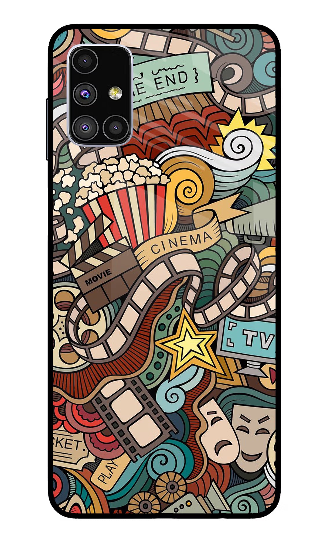 Cinema Abstract Samsung M51 Back Cover - Cinema Abstract Samsung M51 Glass Case Back Cover by Casekaro Cinema Abstract Samsung M51 Glass Case Back Cover by Casekaro