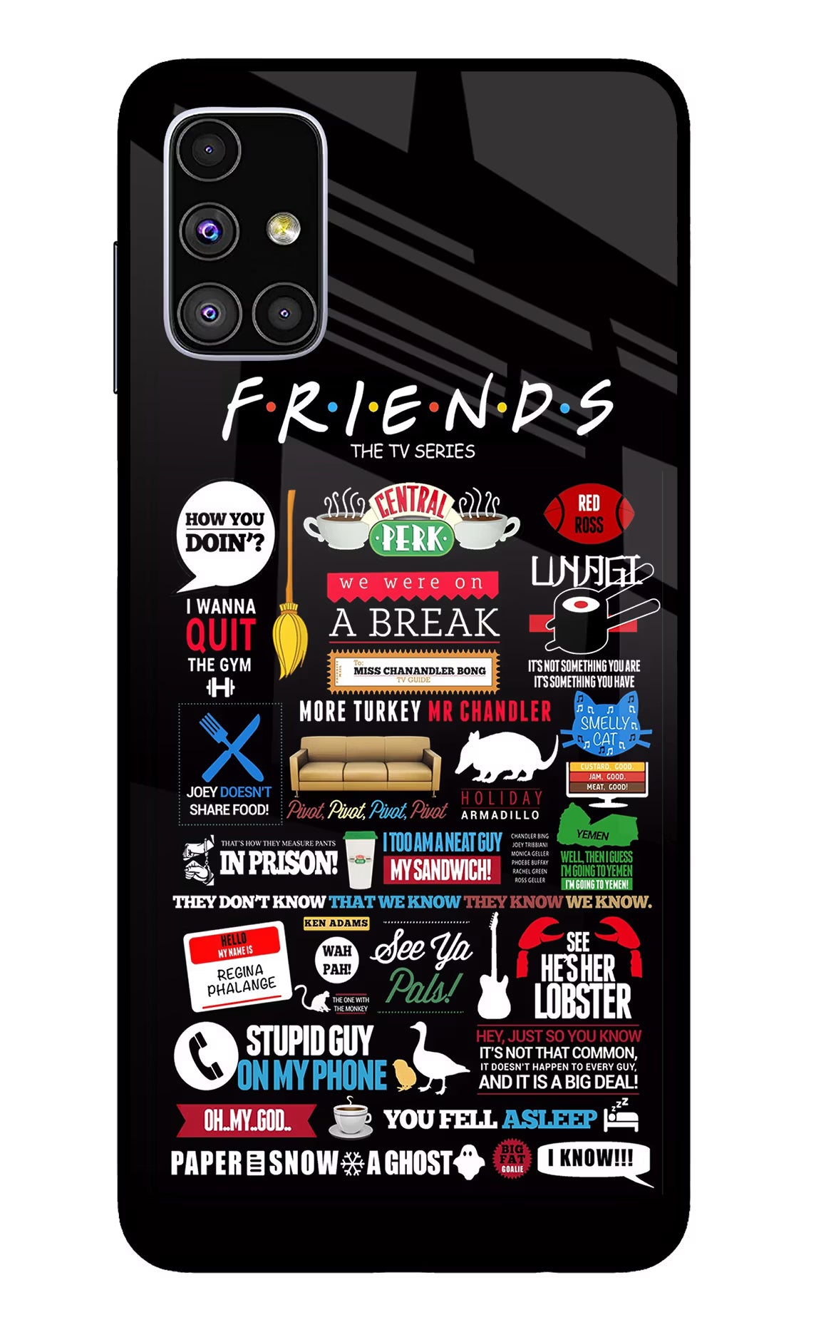 FRIENDS Samsung M51 Back Cover - FRIENDS Samsung M51 Glass Case Back Cover by Casekaro FRIENDS Samsung M51 Glass Case Back Cover by Casekaro