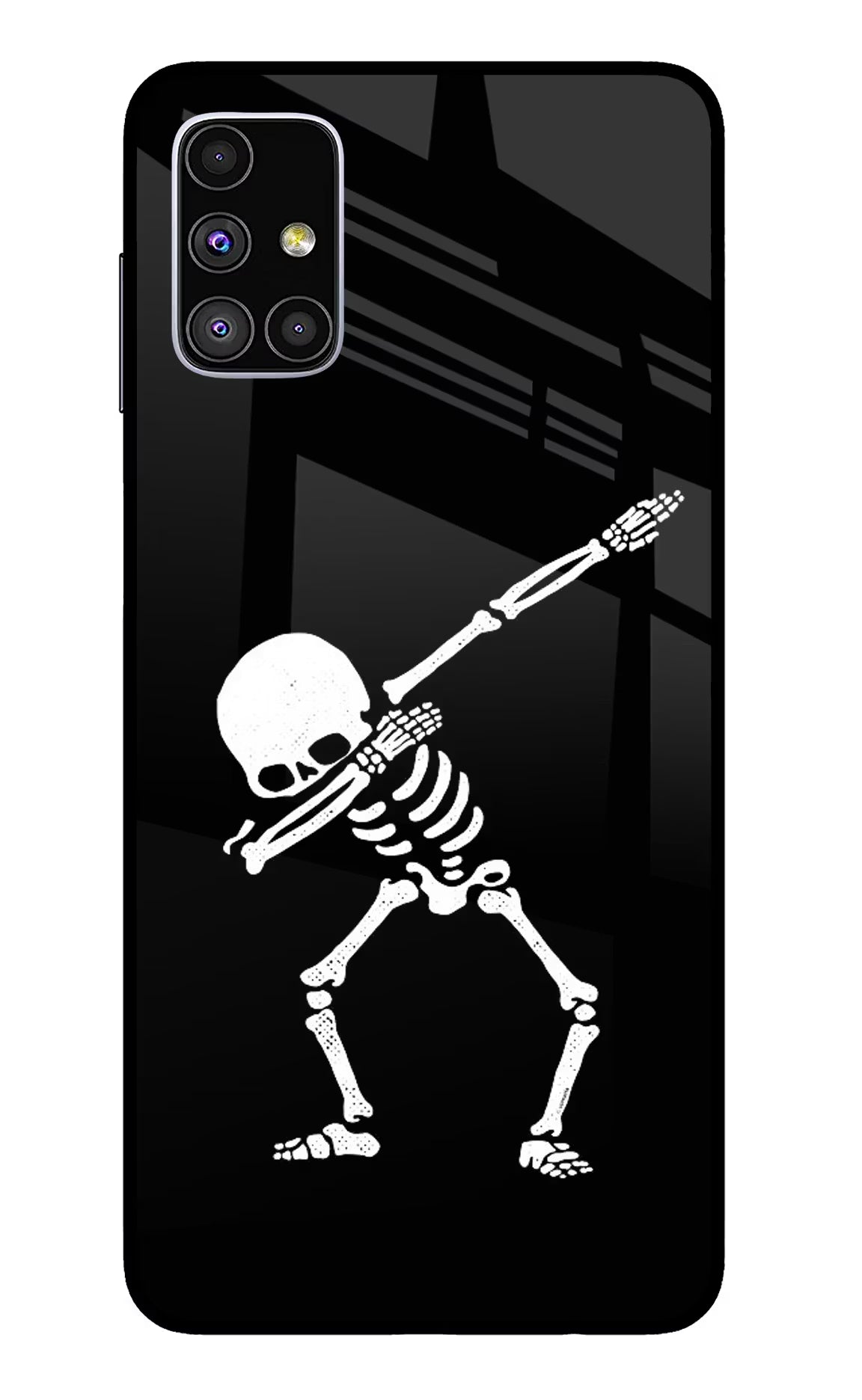 Dabbing Skeleton Art Samsung M51 Back Cover - Dabbing Skeleton Art Samsung M51 Glass Case Back Cover by Casekaro Dabbing Skeleton Art Samsung M51 Glass Case Back Cover by Casekaro