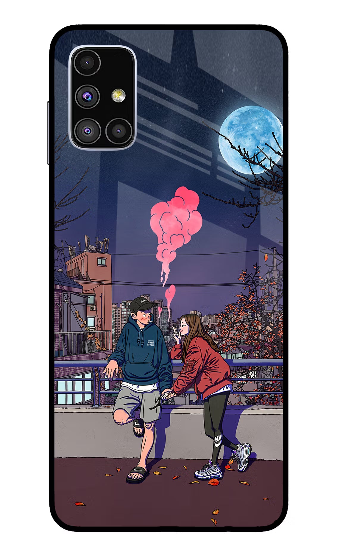 Chilling Couple Samsung M51 Back Cover - Chilling Couple Samsung M51 Glass Case Back Cover by Casekaro Chilling Couple Samsung M51 Glass Case Back Cover by Casekaro