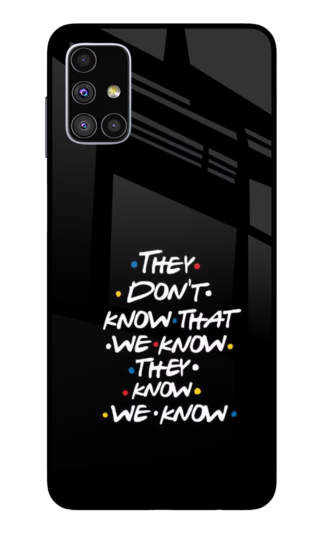 FRIENDS Dialogue Samsung M51 Back Cover - FRIENDS Dialogue Samsung M51 Glass Case Back Cover by Casekaro FRIENDS Dialogue Samsung M51 Glass Case Back Cover by Casekaro
