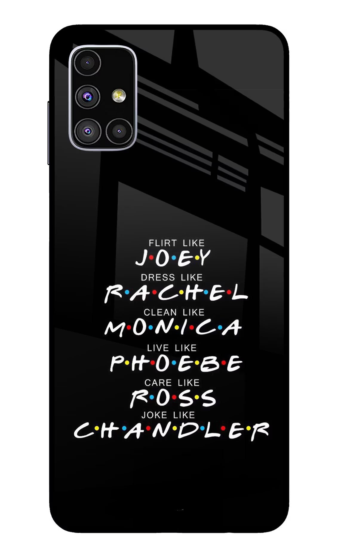 FRIENDS Character Samsung M51 Back Cover - FRIENDS Character Samsung M51 Glass Case Back Cover by Casekaro FRIENDS Character Samsung M51 Glass Case Back Cover by Casekaro