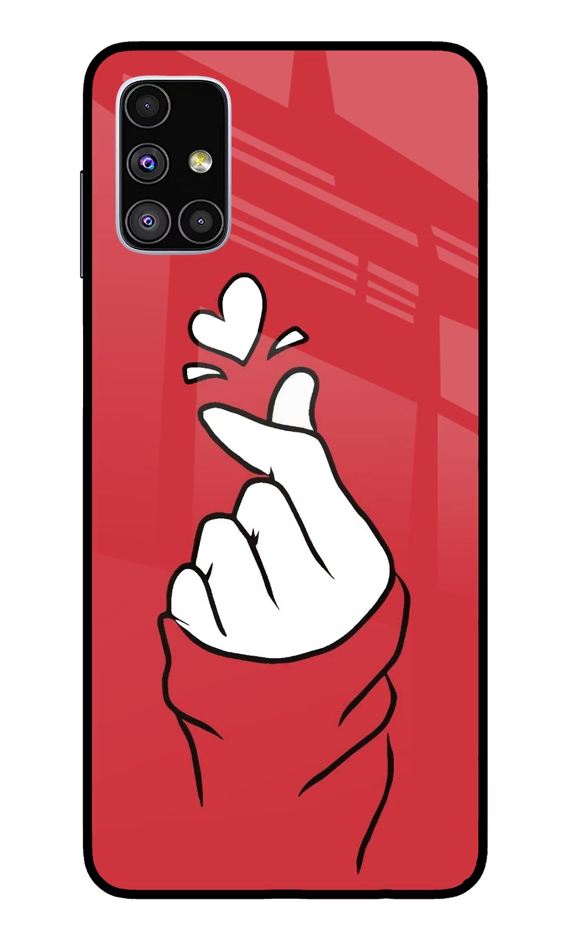 Korean Love Sign Samsung M51 Back Cover - Korean Love Sign Samsung M51 Glass Case Back Cover by Casekaro Korean Love Sign Samsung M51 Glass Case Back Cover by Casekaro