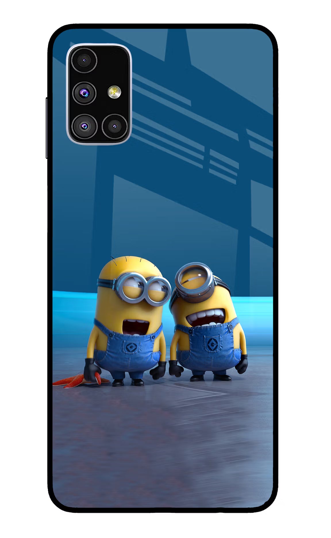 Minion Laughing Samsung M51 Back Cover - Minion Laughing Samsung M51 Glass Case Back Cover by Casekaro Minion Laughing Samsung M51 Glass Case Back Cover by Casekaro