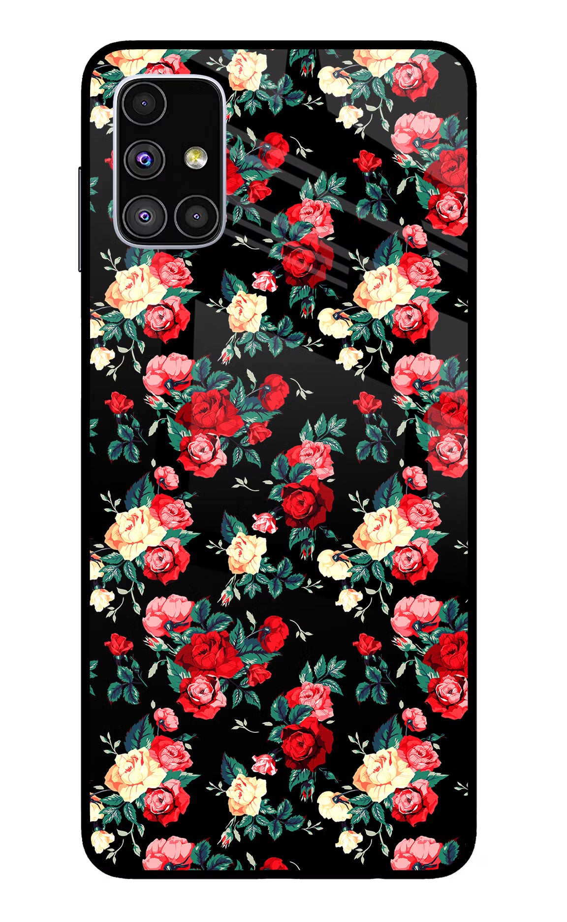 Rose Pattern Samsung M51 Glass Case - Rose Pattern Samsung M51 Glass Case Rose Pattern Samsung M51 Glass Case