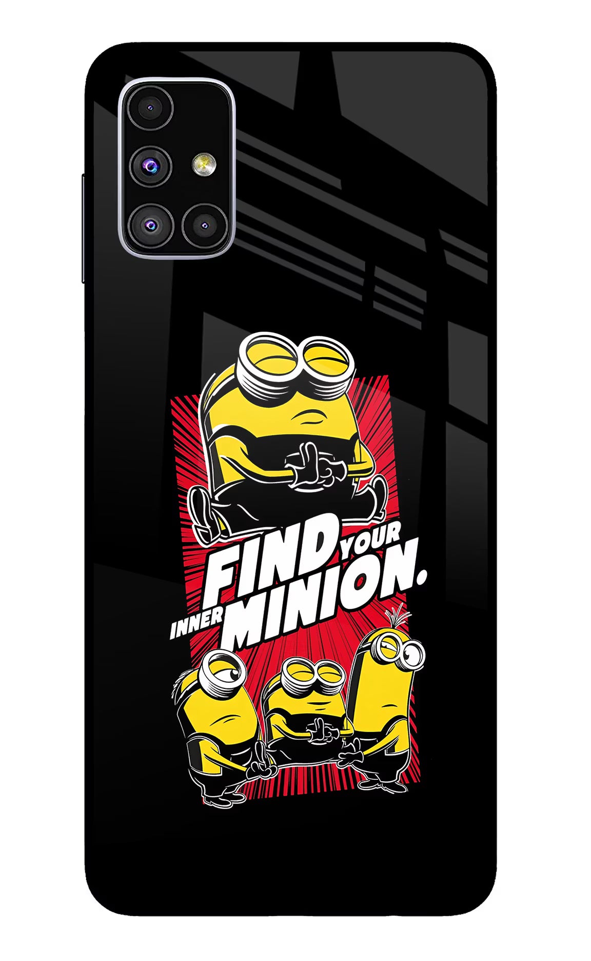 Find your inner Minion Samsung M51 Back Cover - Find your inner Minion Samsung M51 Glass Case Back Cover by Casekaro Find your inner Minion Samsung M51 Glass Case Back Cover by Casekaro