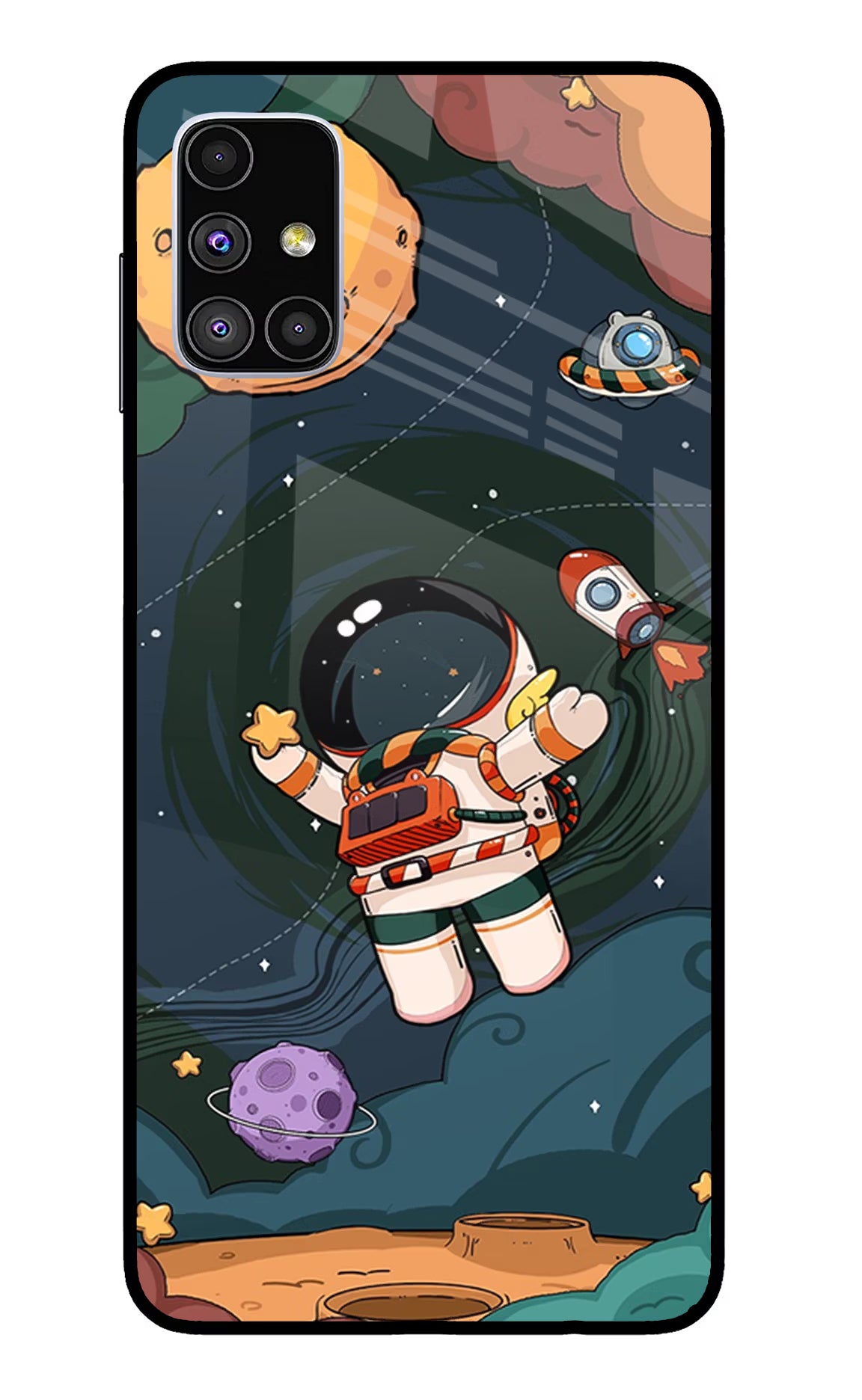 Cartoon Astronaut Samsung M51 Glass Case - Cartoon Astronaut Samsung M51 Glass Case Cartoon Astronaut Samsung M51 Glass Case
