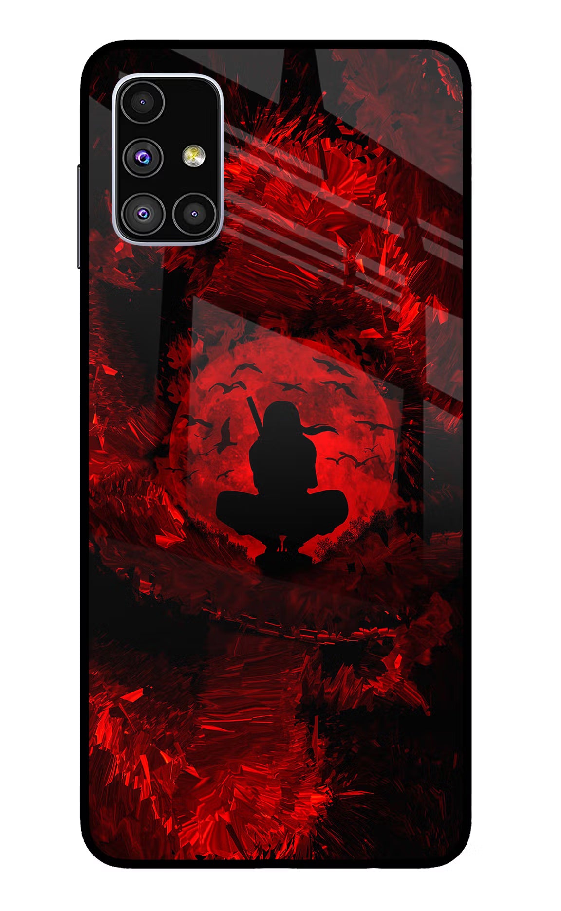 Itachi Uchiha Samsung M51 Back Cover - Itachi Uchiha Samsung M51 Glass Case Back Cover by Casekaro Itachi Uchiha Samsung M51 Glass Case Back Cover by Casekaro