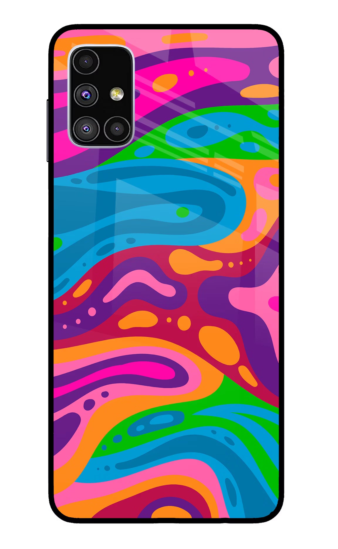 Trippy Pattern Samsung M51 Back Cover - Trippy Pattern Samsung M51 Glass Case Back Cover by Casekaro Trippy Pattern Samsung M51 Glass Case Back Cover by Casekaro