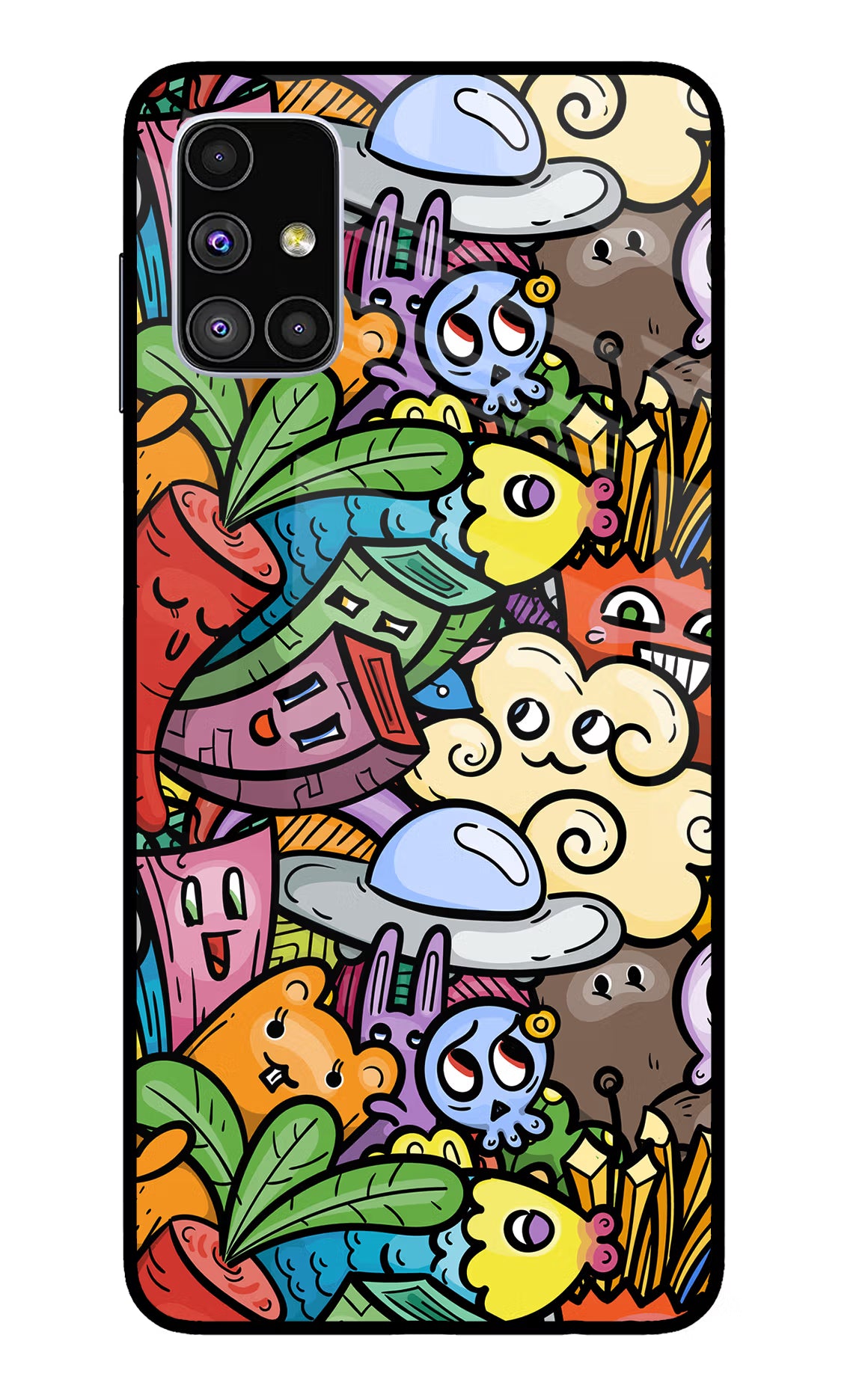 Veggie Doodle Samsung M51 Glass Case - Veggie Doodle Samsung M51 Glass Case Veggie Doodle Samsung M51 Glass Case