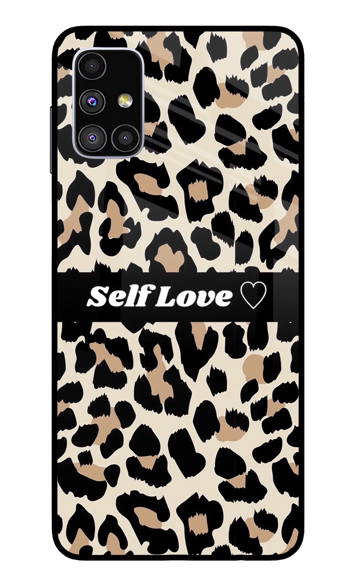 Leopard Print Self Love Samsung M51 Back Cover - Leopard Print Self Love Samsung M51 Glass Case Back Cover by Casekaro Leopard Print Self Love Samsung M51 Glass Case Back Cover by Casekaro